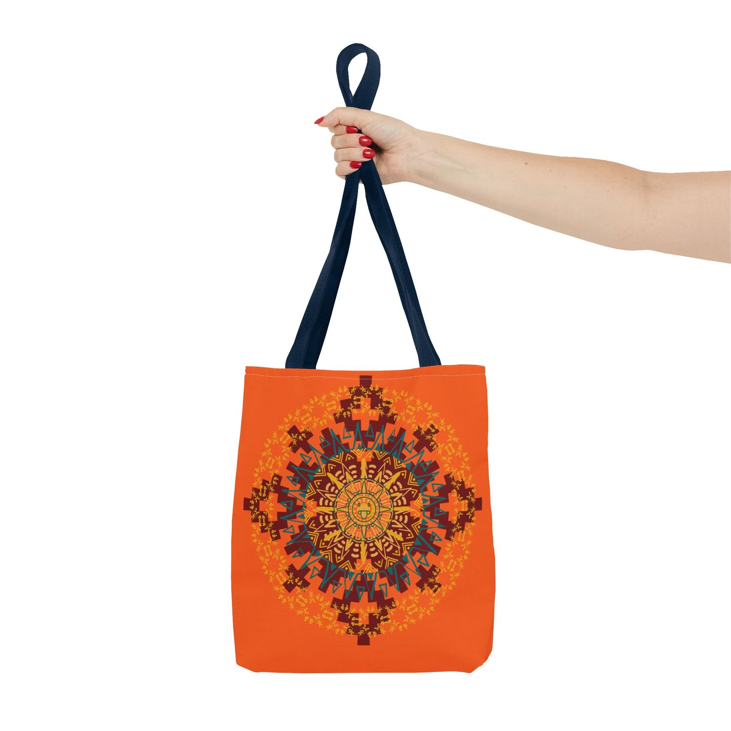Vibrant Aztec/Mayan Calendar Inspired Mandala Tote Bag | Eco-Friendly Shopping Bag, Beach Bag, Gift for Her, Boho Style, Art Print Bag