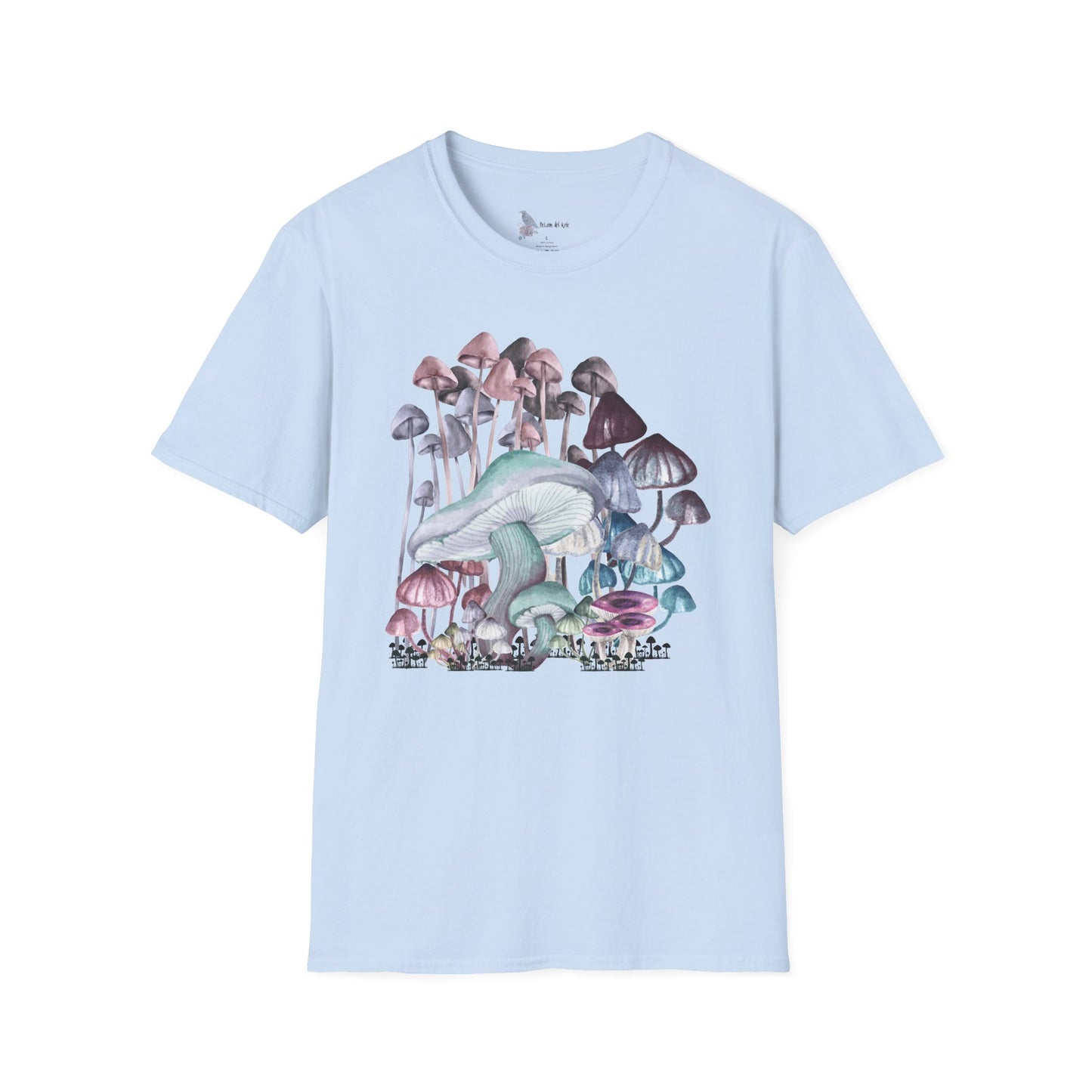 Mushroom Art Unisex T-Shirt - Softstyle Tee for Nature Lovers, Eco-Friendly Fashion, Gift for Friends, Boho Style, Music Festivals