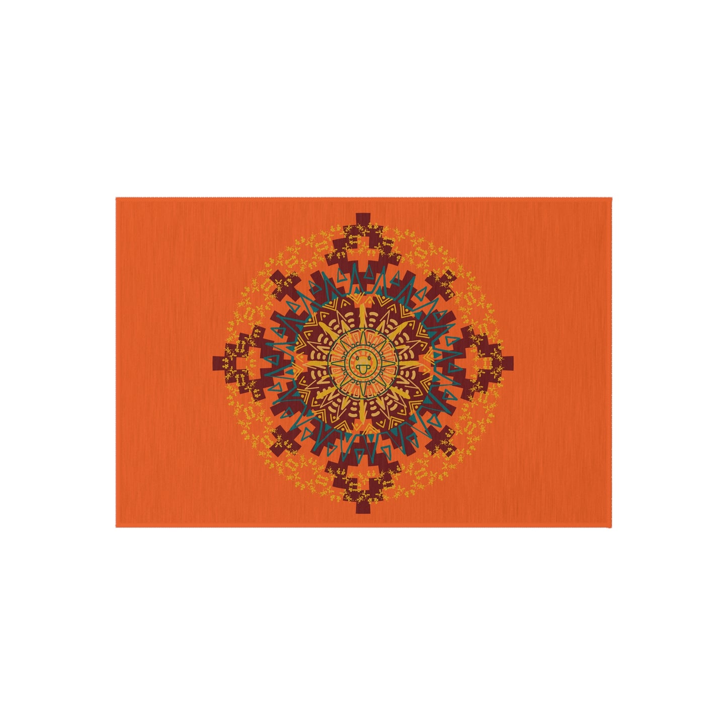 Stylish Outdoor Rug for Patios, Bright Mandala Design, Garden Decor, Ideal for Picnics, Festivals, and Outdoor Gatherings, Weather-Resistant