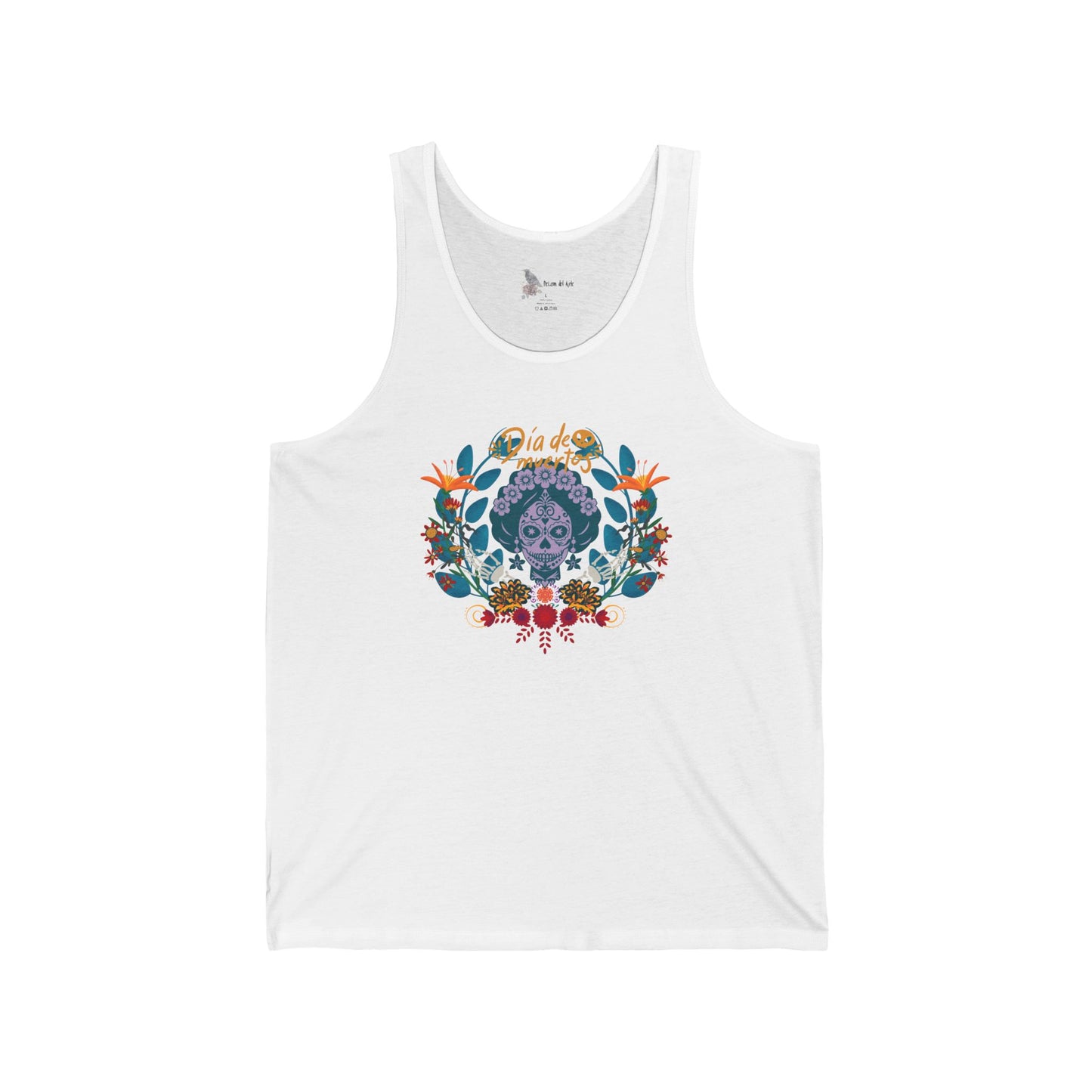 Floral Skull Tank Top, Summer Tee, Unisex Jersey Tank, Bohemian Apparel, Festival Wear, Gift for Him or Her