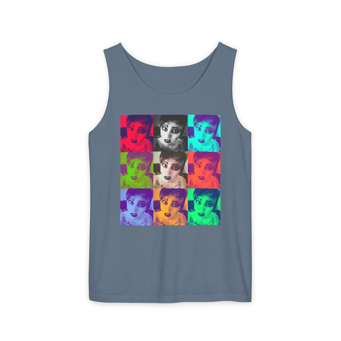 Vibrant Pop Art Tank Top, Unisex Garment-Dyed Sleeveless Tee, Fun Summer Essential, Beach Party Wear, Cool Gift Idea