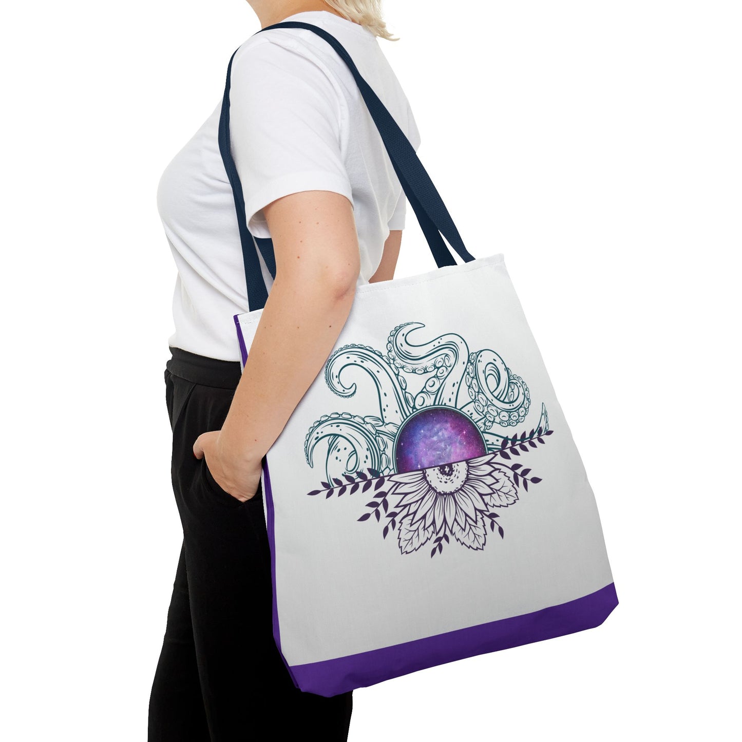 Whimsical Octopus Floral Tote Bag, Beach Bag, Grocery Tote, Eco-Friendly Bag, Gift for Ocean Lovers, Unique Art Carryall