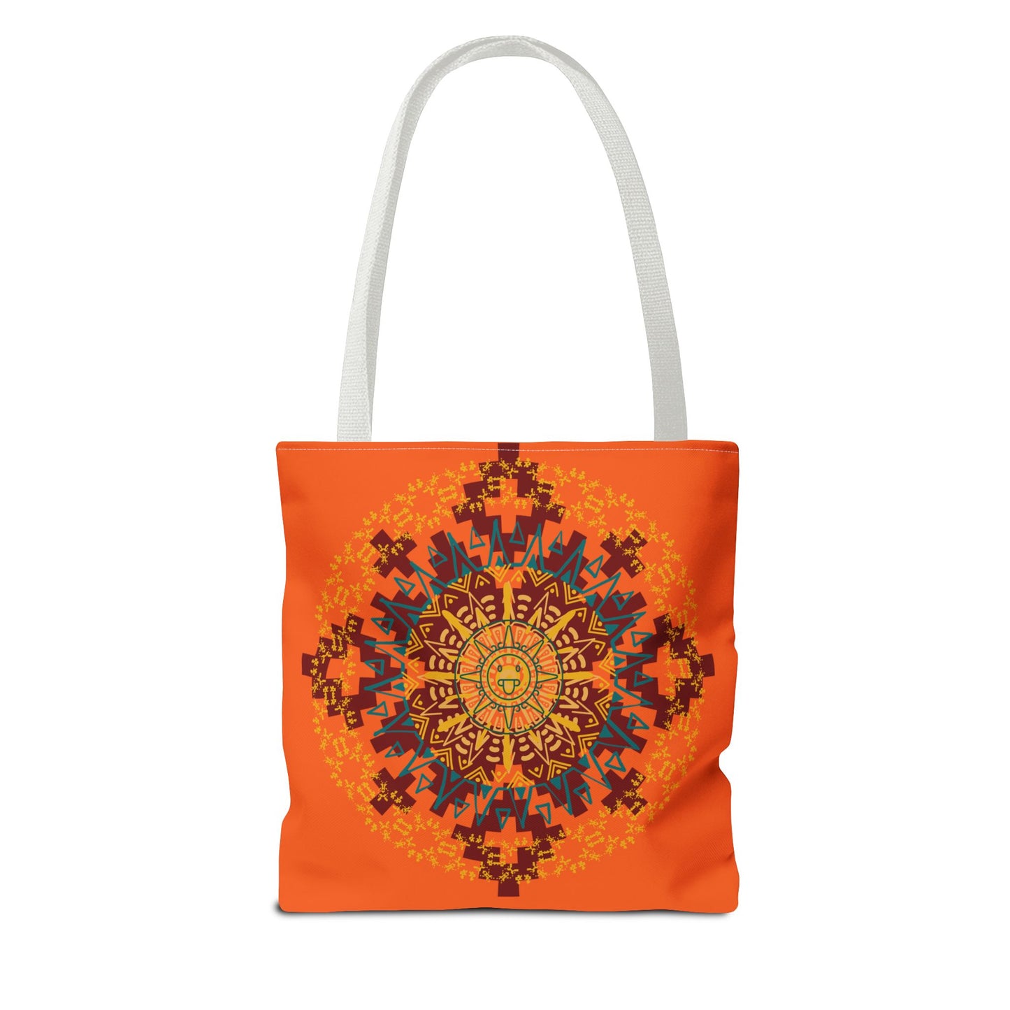 Vibrant Aztec/Mayan Calendar Inspired Mandala Tote Bag | Eco-Friendly Shopping Bag, Beach Bag, Gift for Her, Boho Style, Art Print Bag