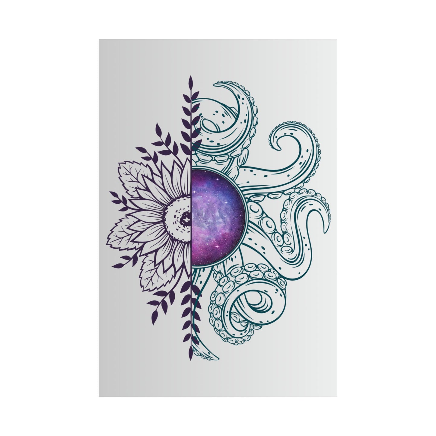 Cosmic Floral Wall Art Poster, Octopus Design Print, Home Decor, Nautical Art, Unique Gift for Ocean Lovers