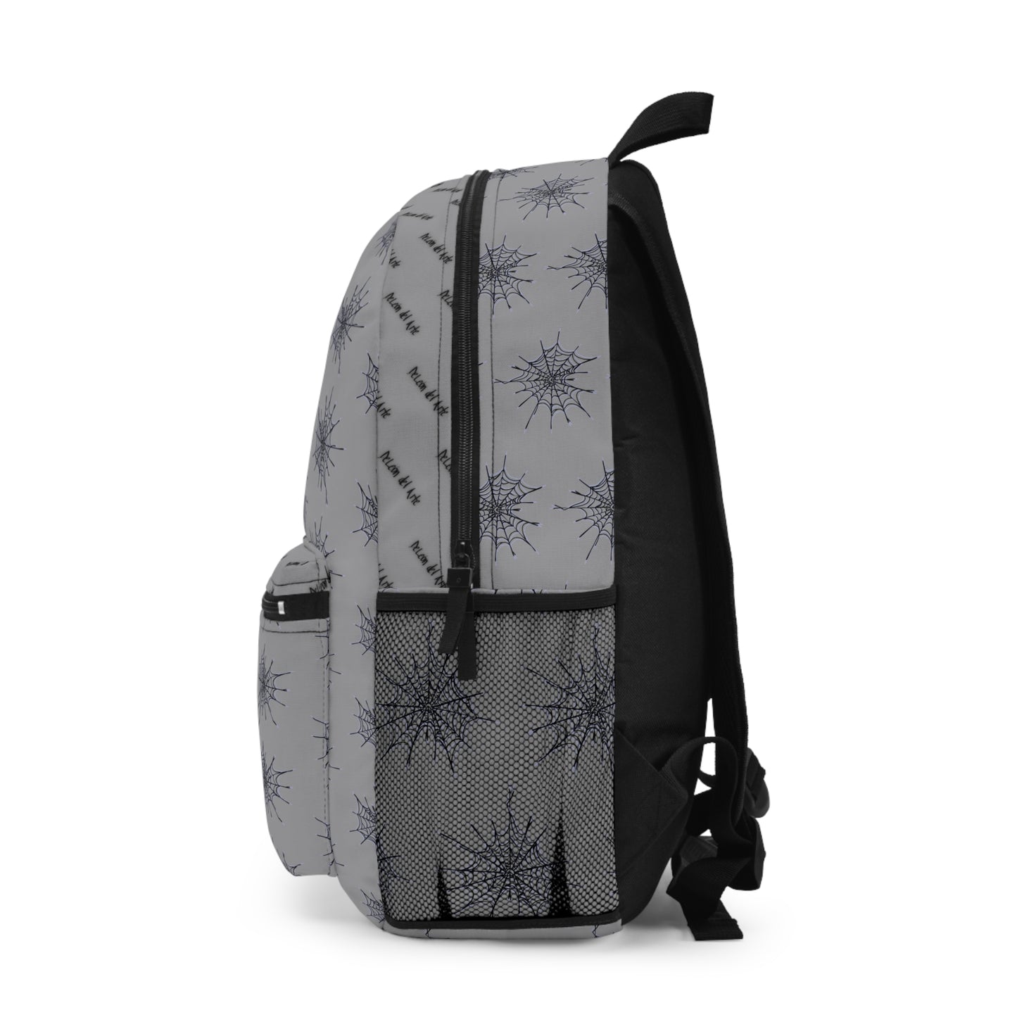 Light Grey and Purple Heart Web Backpack for Students, Stylish School Bag, Art Tote, Unique Gift for Teens, Boho Travel Accessory