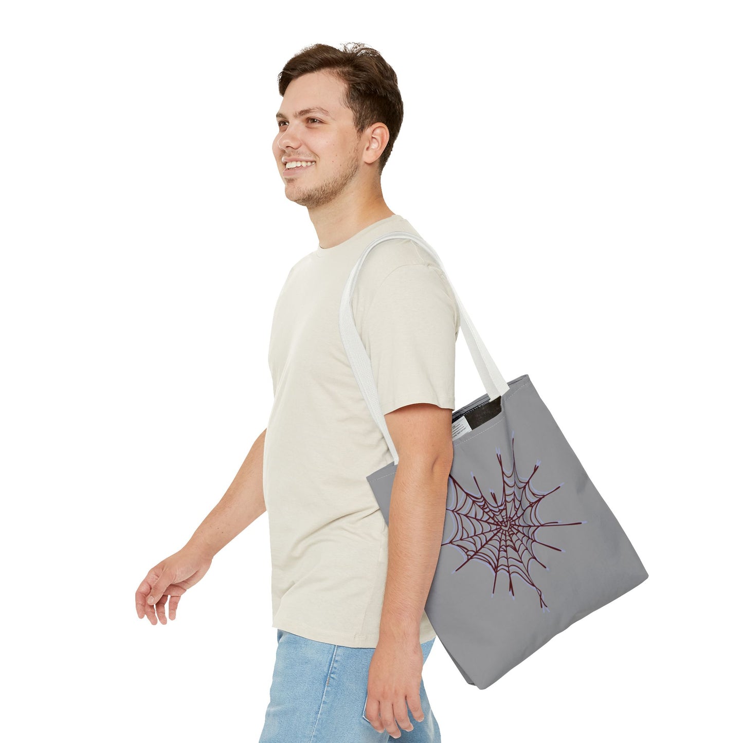 Spooky Spiderweb Tote Bag, Halloween Accessories, Eco-Friendly Tote, Fun Chic Bag, Holiday Gift, Daily Use
