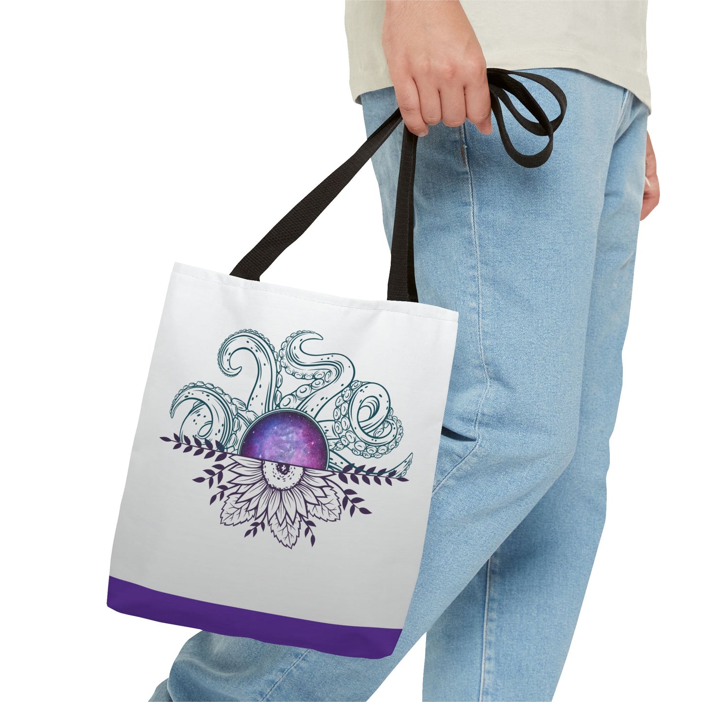 Whimsical Octopus Floral Tote Bag, Beach Bag, Grocery Tote, Eco-Friendly Bag, Gift for Ocean Lovers, Unique Art Carryall