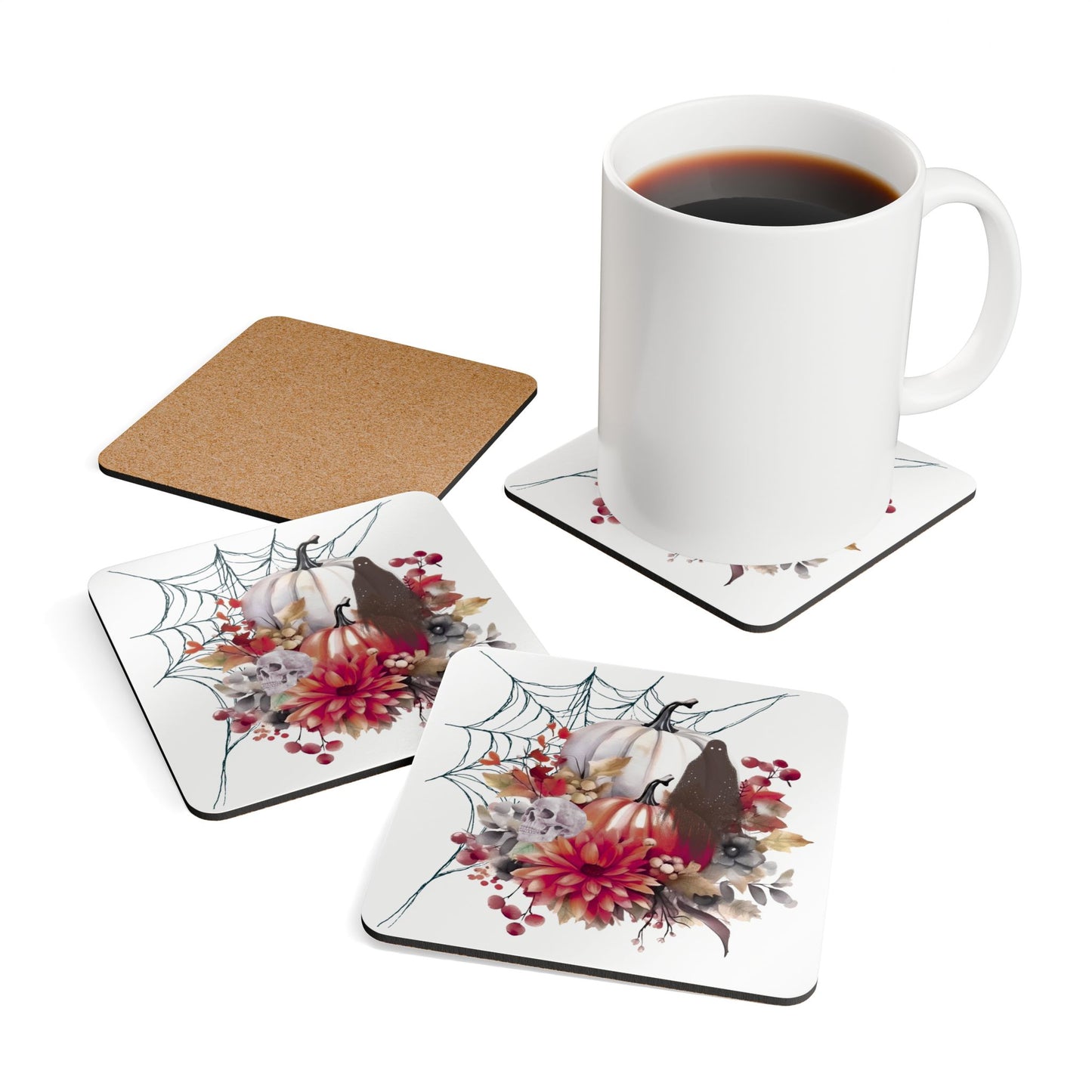 Autumn-Inspired Cork Coaster Set, Fall Decor, Halloween Gift, Rustic Home Accents, Cozy Kitchen Essentials, Pumpkin Art Coasters