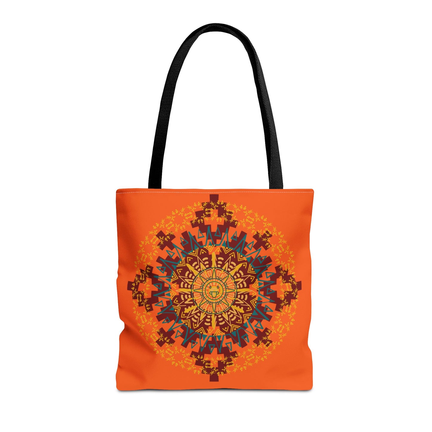 Vibrant Aztec/Mayan Calendar Inspired Mandala Tote Bag | Eco-Friendly Shopping Bag, Beach Bag, Gift for Her, Boho Style, Art Print Bag