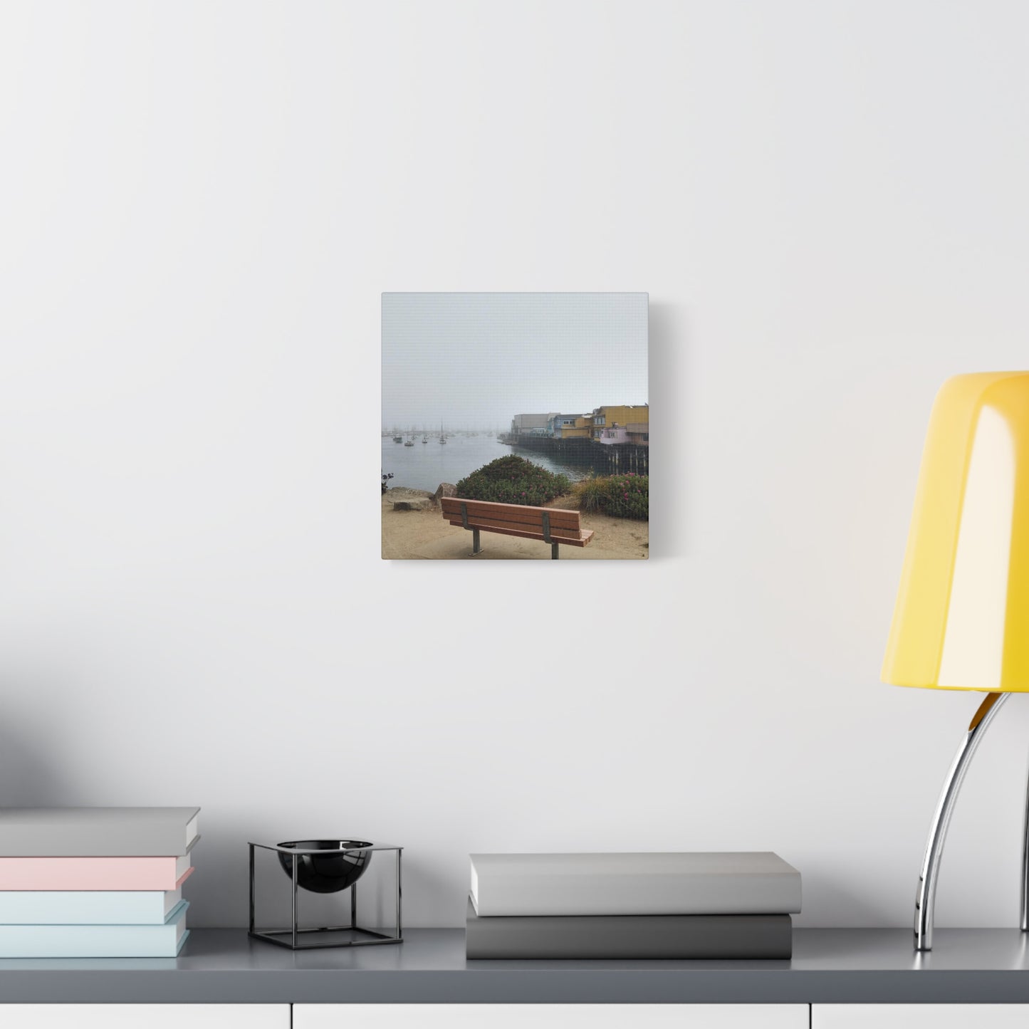 Stretched Canvas Art, Wall Decor, Coastal Landscape, Modern Home Decor, Gift for Beach Lovers, Nautical Decor, Foggy Harbor Scene