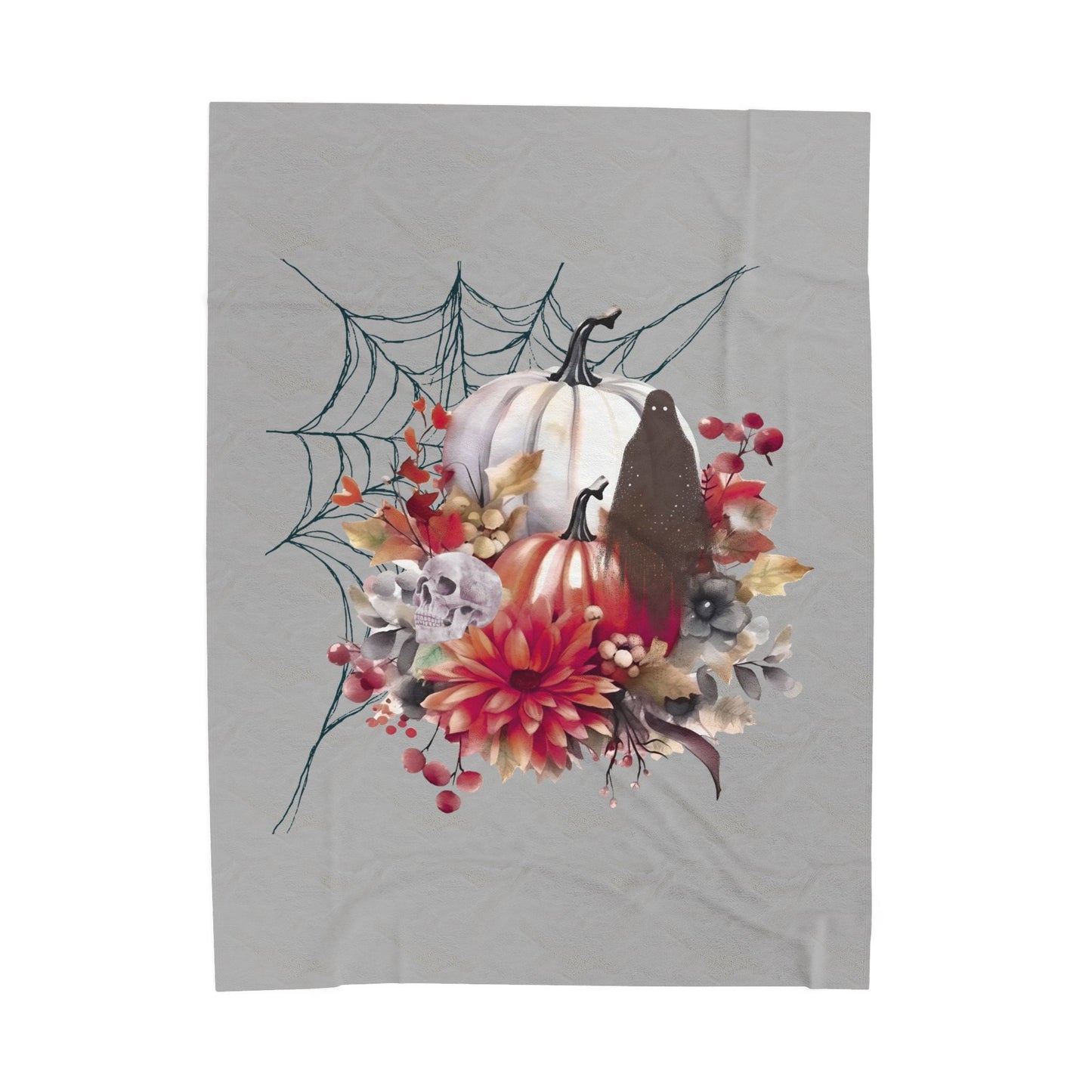 Cozy Fall Decor Velvet Blanket, Halloween Throw, Plush Blanket for Home, Seasonal Blanket, Pumpkin Design Blanket