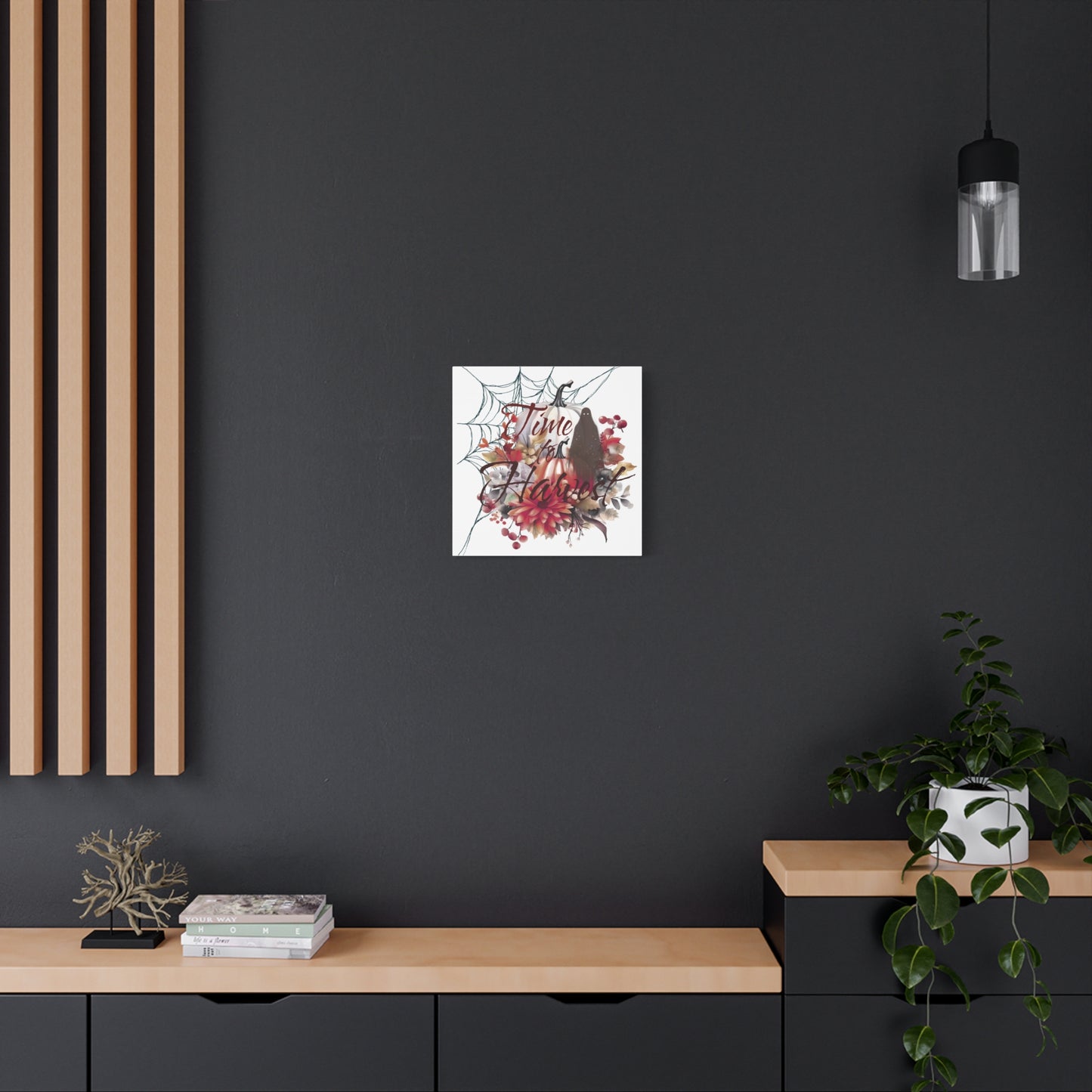 Autumn Wall Art, Halloween Canvas, Seasonal Decor, Fall Home Decor, Time for Harvest Print, Cozy Living Room Accent