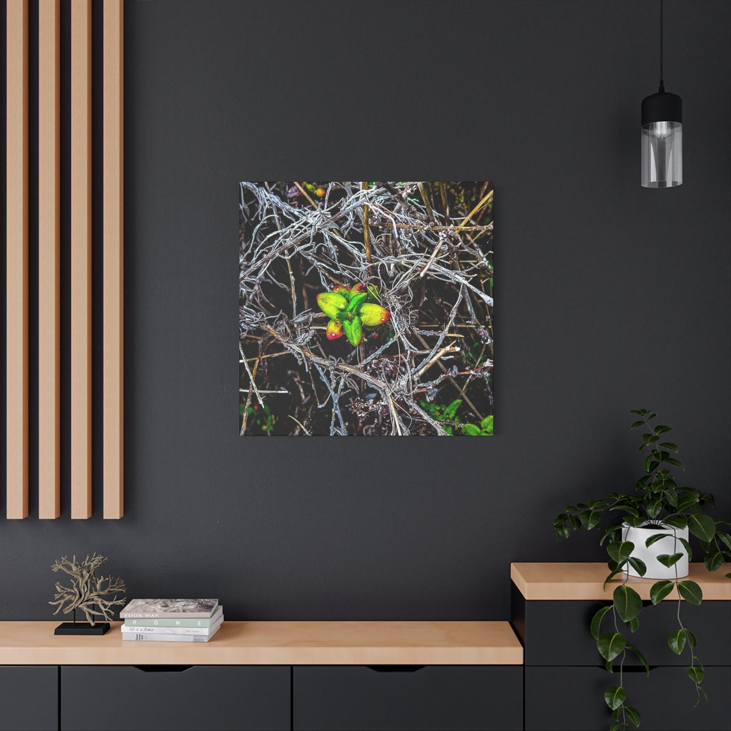 Vibrant Nature Art Canvas, Green Buds Home Decor, Botanical Wall Art, Gift for Plant Lovers, Modern Interior Decor