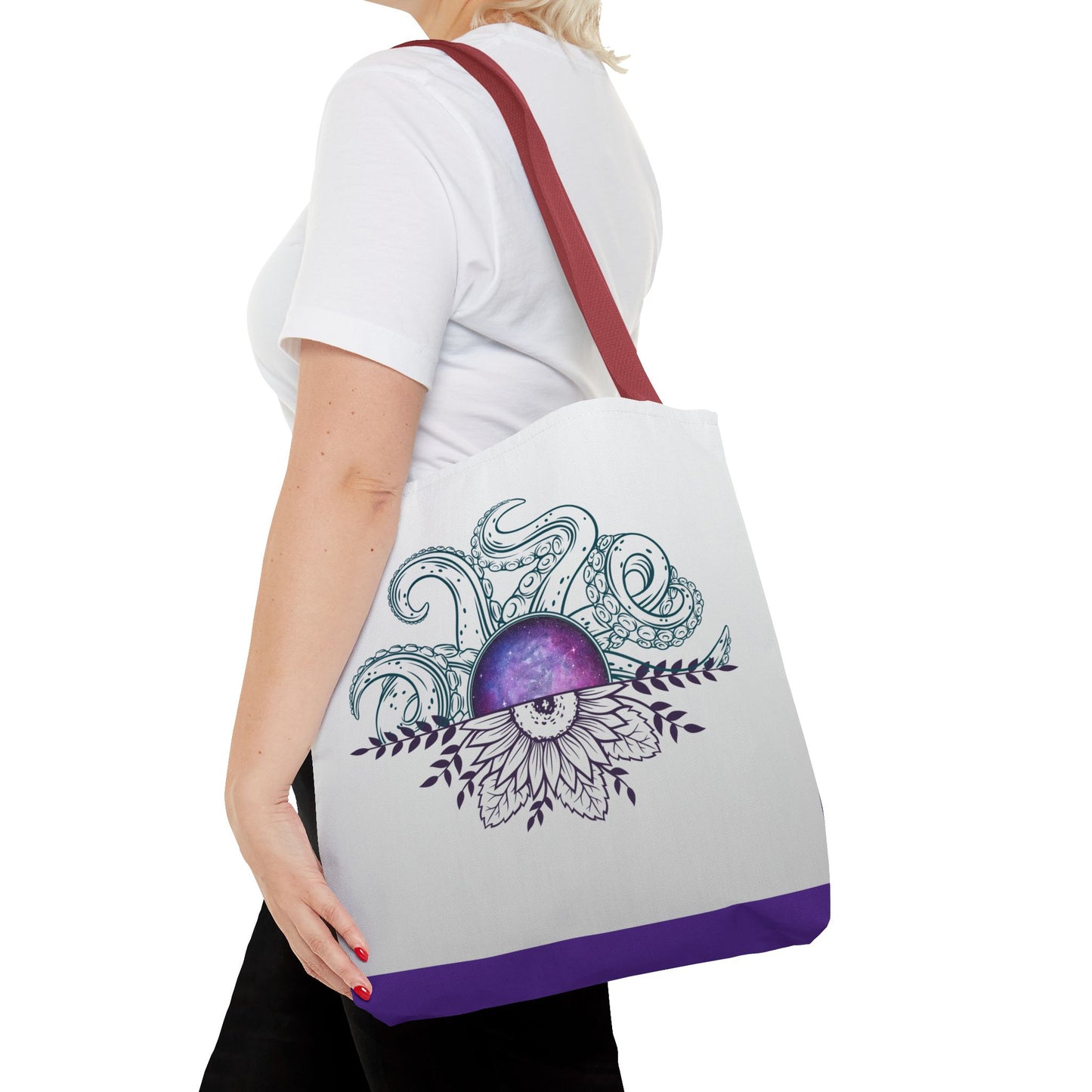Whimsical Octopus Floral Tote Bag, Beach Bag, Grocery Tote, Eco-Friendly Bag, Gift for Ocean Lovers, Unique Art Carryall