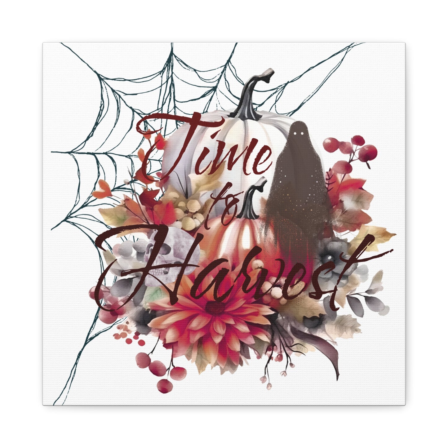 Autumn Wall Art, Halloween Canvas, Seasonal Decor, Fall Home Decor, Time for Harvest Print, Cozy Living Room Accent