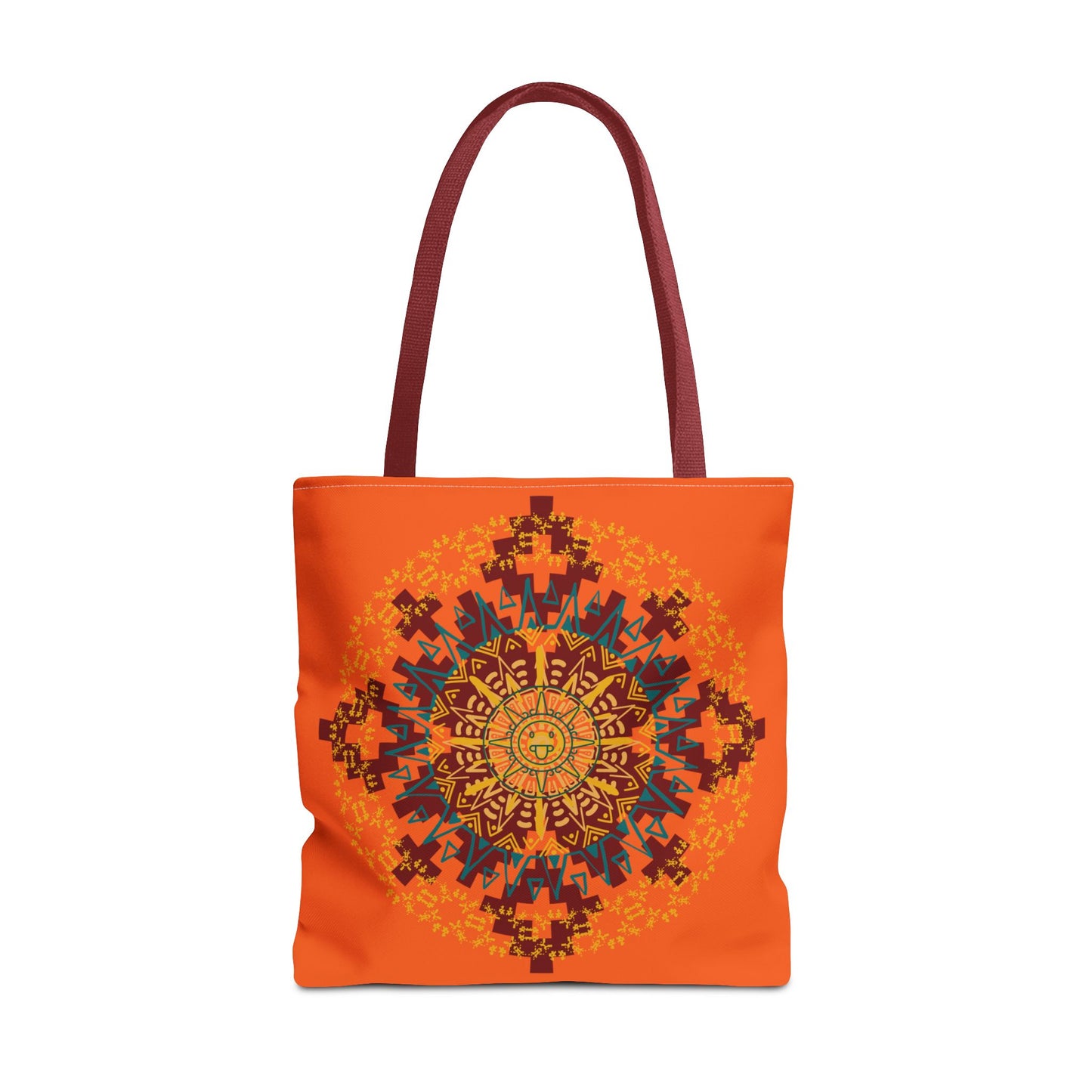 Vibrant Aztec/Mayan Calendar Inspired Mandala Tote Bag | Eco-Friendly Shopping Bag, Beach Bag, Gift for Her, Boho Style, Art Print Bag