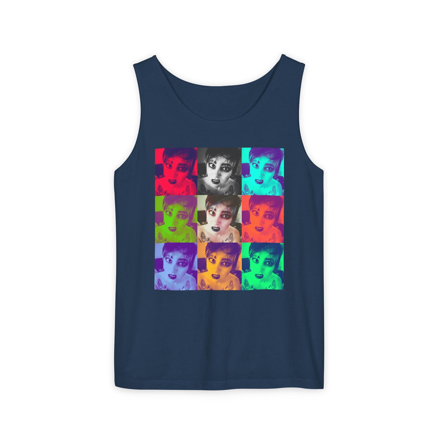 Vibrant Pop Art Tank Top, Unisex Garment-Dyed Sleeveless Tee, Fun Summer Essential, Beach Party Wear, Cool Gift Idea