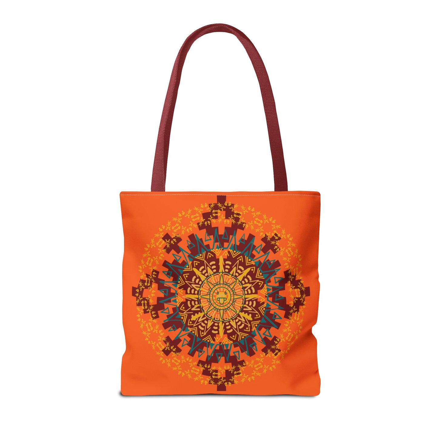 Vibrant Aztec/Mayan Calendar Inspired Mandala Tote Bag | Eco-Friendly Shopping Bag, Beach Bag, Gift for Her, Boho Style, Art Print Bag