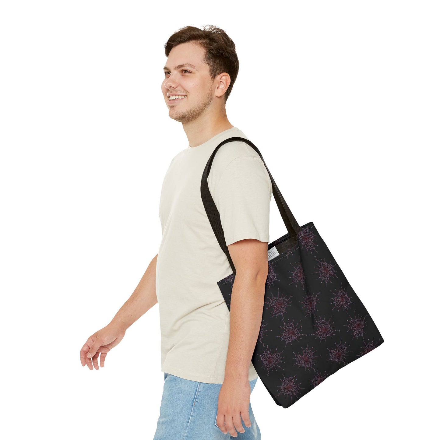 Chic Black and red Heart Web Tote Bag, Stylish Grocery Bag, Eco-Friendly Shopping Tote, Gift Bag for Her, Casual Beach Bag