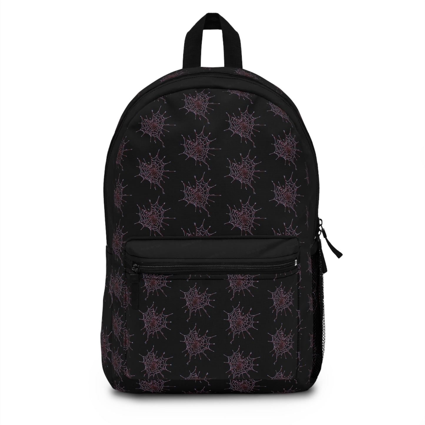 Black and red Heart Web Backpack for Students, Stylish School Bag, Art Tote, Unique Gift for Teens, Boho Travel Accessory