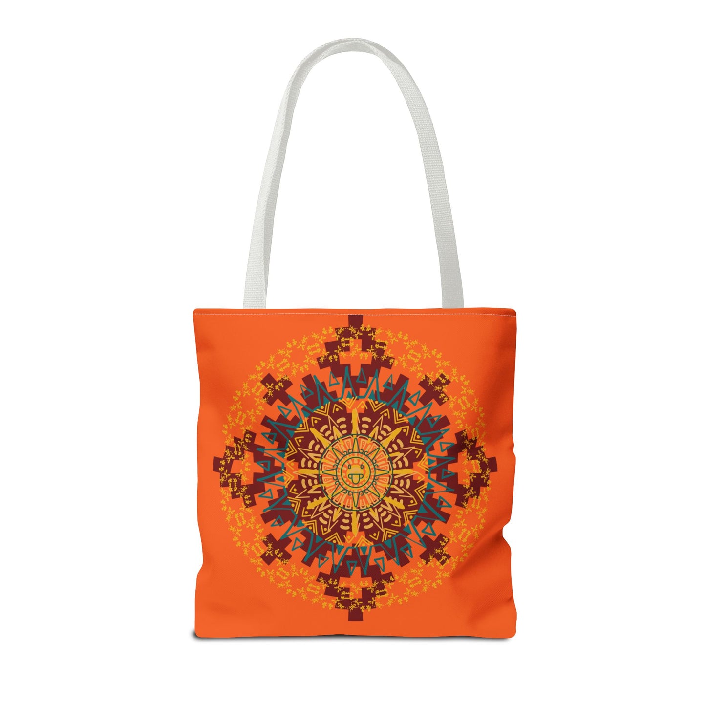 Vibrant Aztec/Mayan Calendar Inspired Mandala Tote Bag | Eco-Friendly Shopping Bag, Beach Bag, Gift for Her, Boho Style, Art Print Bag