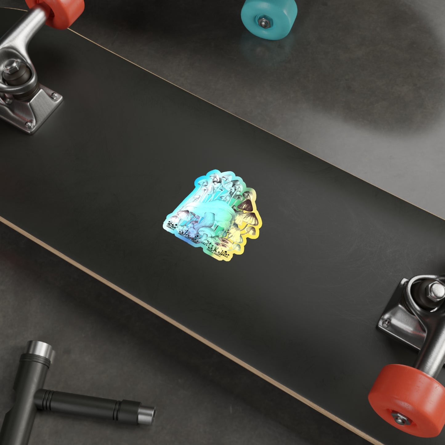 Vibrant Holographic Die-Cut Stickers, Psychedelic Art, Cute Mushroom Stickers for Skating, Journals, Water Bottles, Gifts