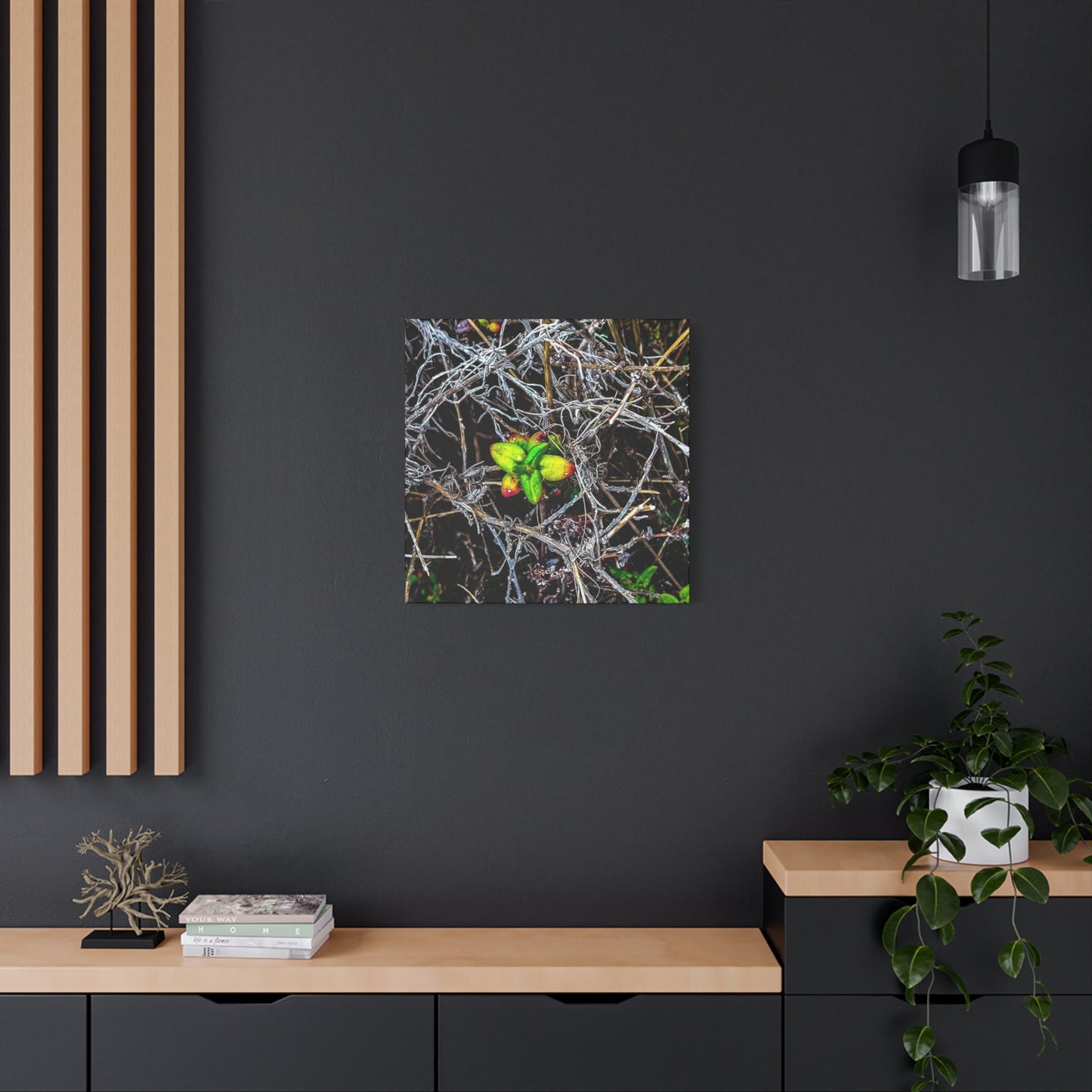 Vibrant Nature Art Canvas, Green Buds Home Decor, Botanical Wall Art, Gift for Plant Lovers, Modern Interior Decor