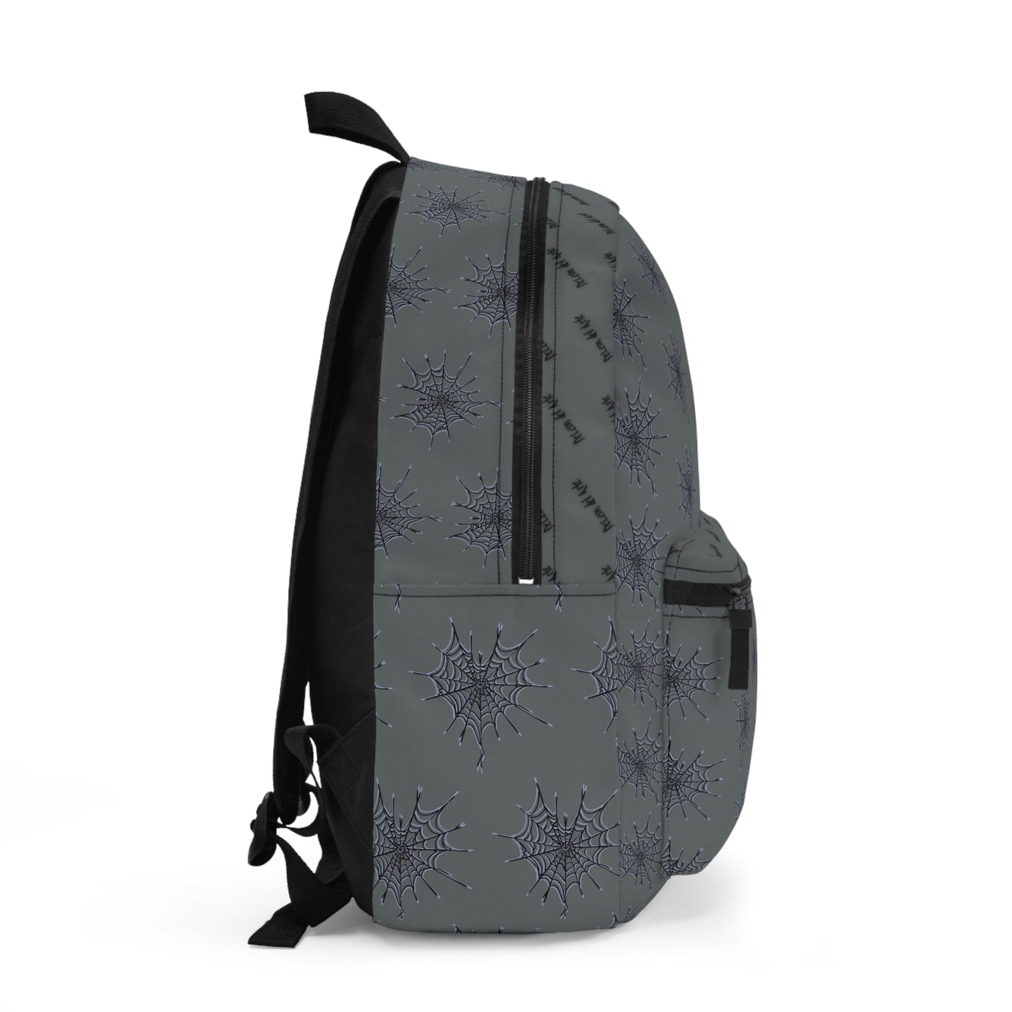 Dark grey and Purple Heart Web Backpack for Students, Stylish School Bag, Art Tote, Unique Gift for Teens, Boho Travel Accessory
