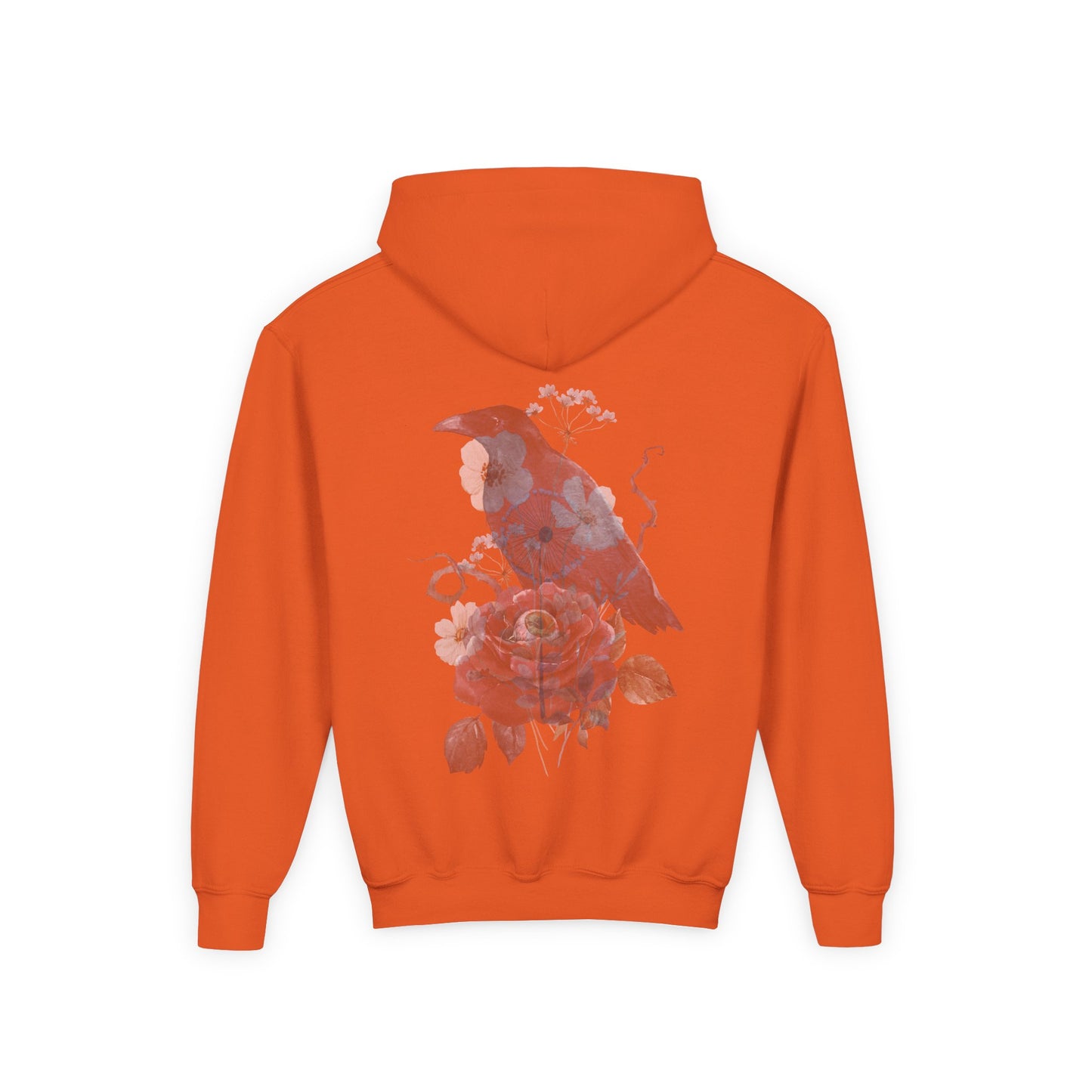 Floral Raven Youth Hoodie | Cozy Sweatshirt for Kids | Gift for Bird Lovers, Fall Fashion, Nature-Inspired Apparel