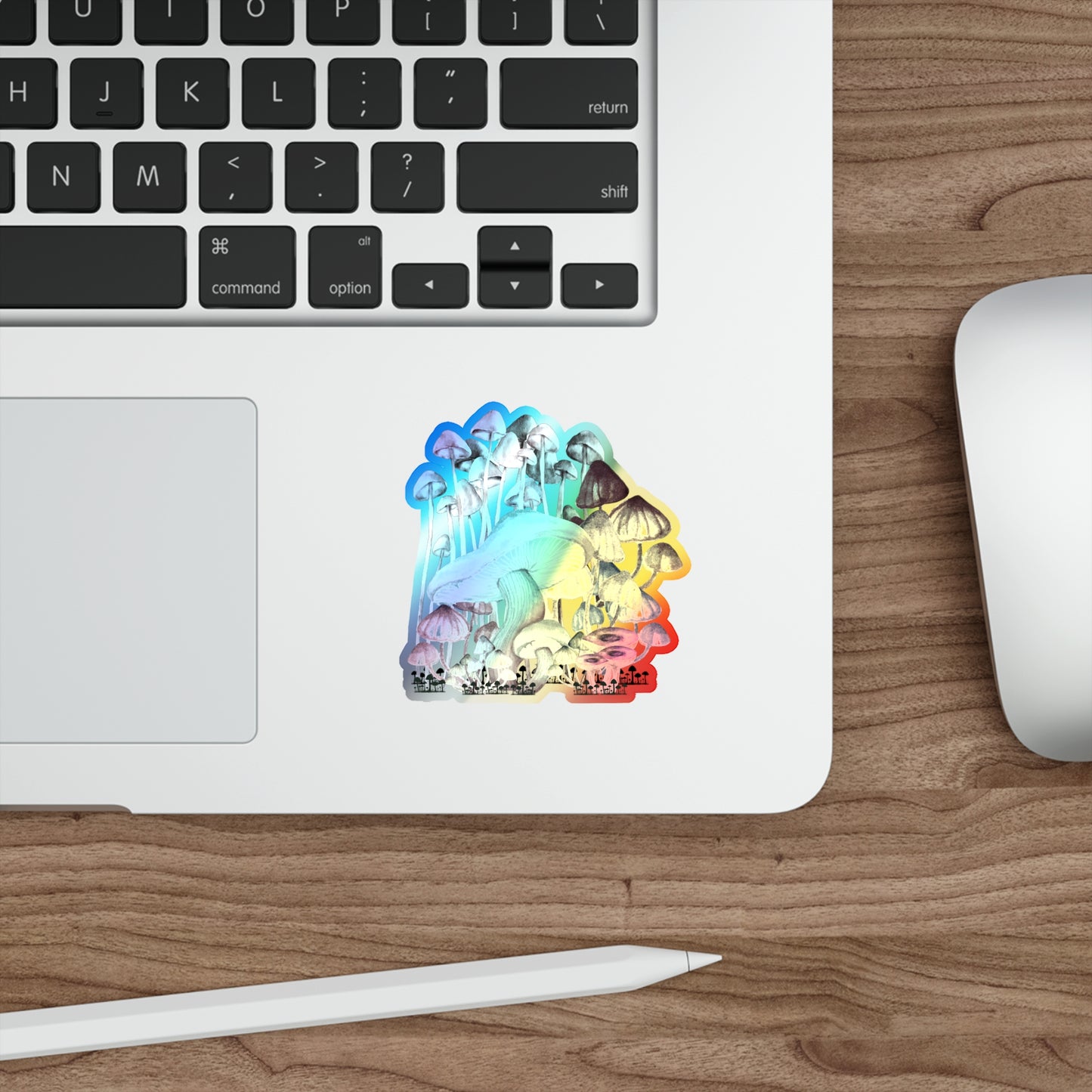 Vibrant Holographic Die-Cut Stickers, Psychedelic Art, Cute Mushroom Stickers for Skating, Journals, Water Bottles, Gifts