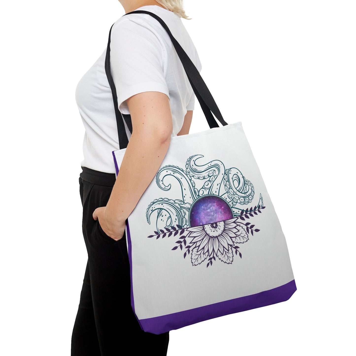Whimsical Octopus Floral Tote Bag, Beach Bag, Grocery Tote, Eco-Friendly Bag, Gift for Ocean Lovers, Unique Art Carryall