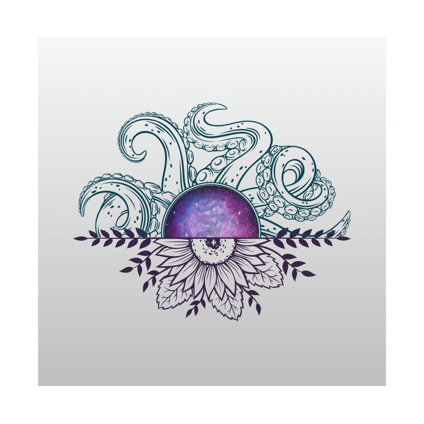 Cosmic Floral Wall Art Poster, Octopus Design Print, Home Decor, Nautical Art, Unique Gift for Ocean Lovers