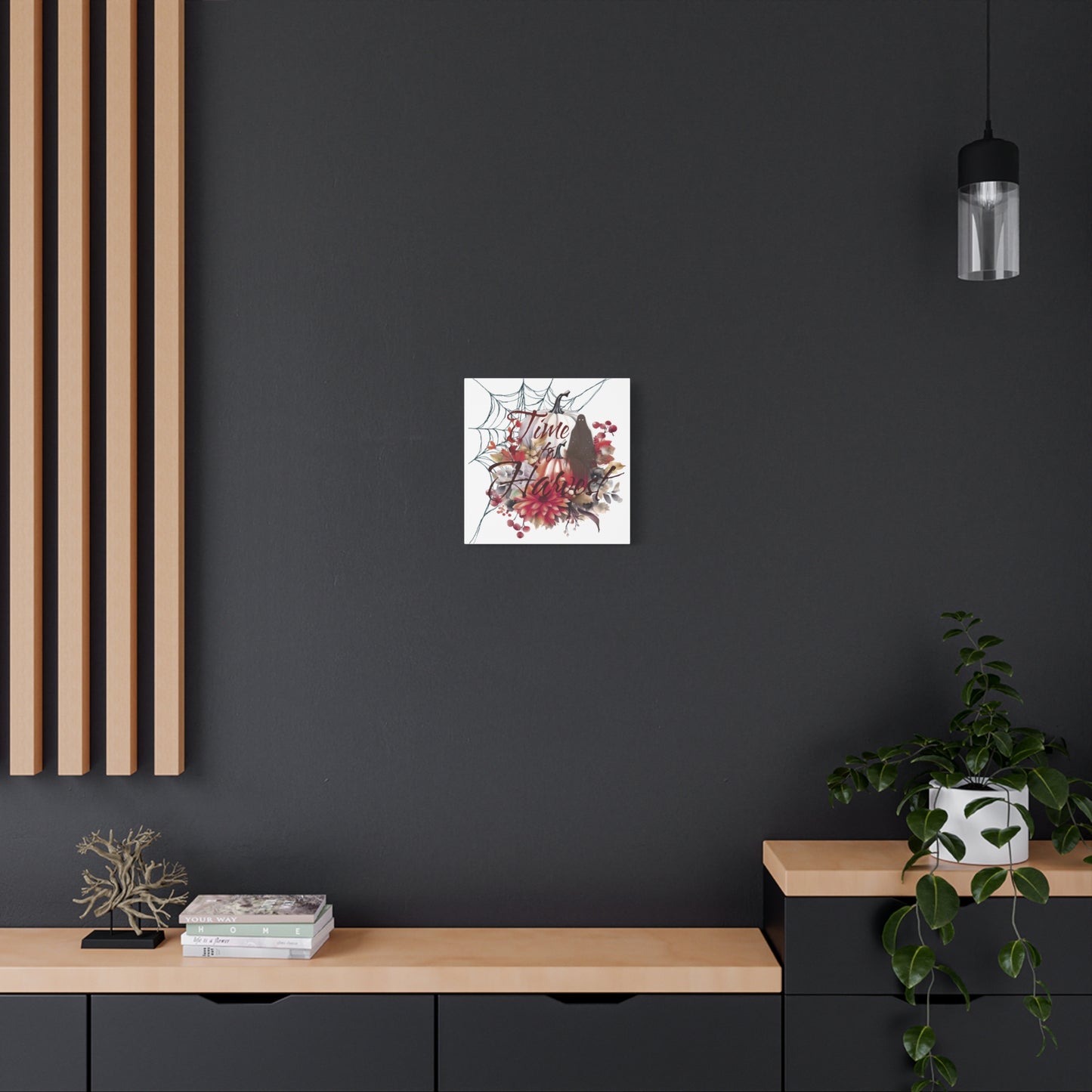 Autumn Wall Art, Halloween Canvas, Seasonal Decor, Fall Home Decor, Time for Harvest Print, Cozy Living Room Accent