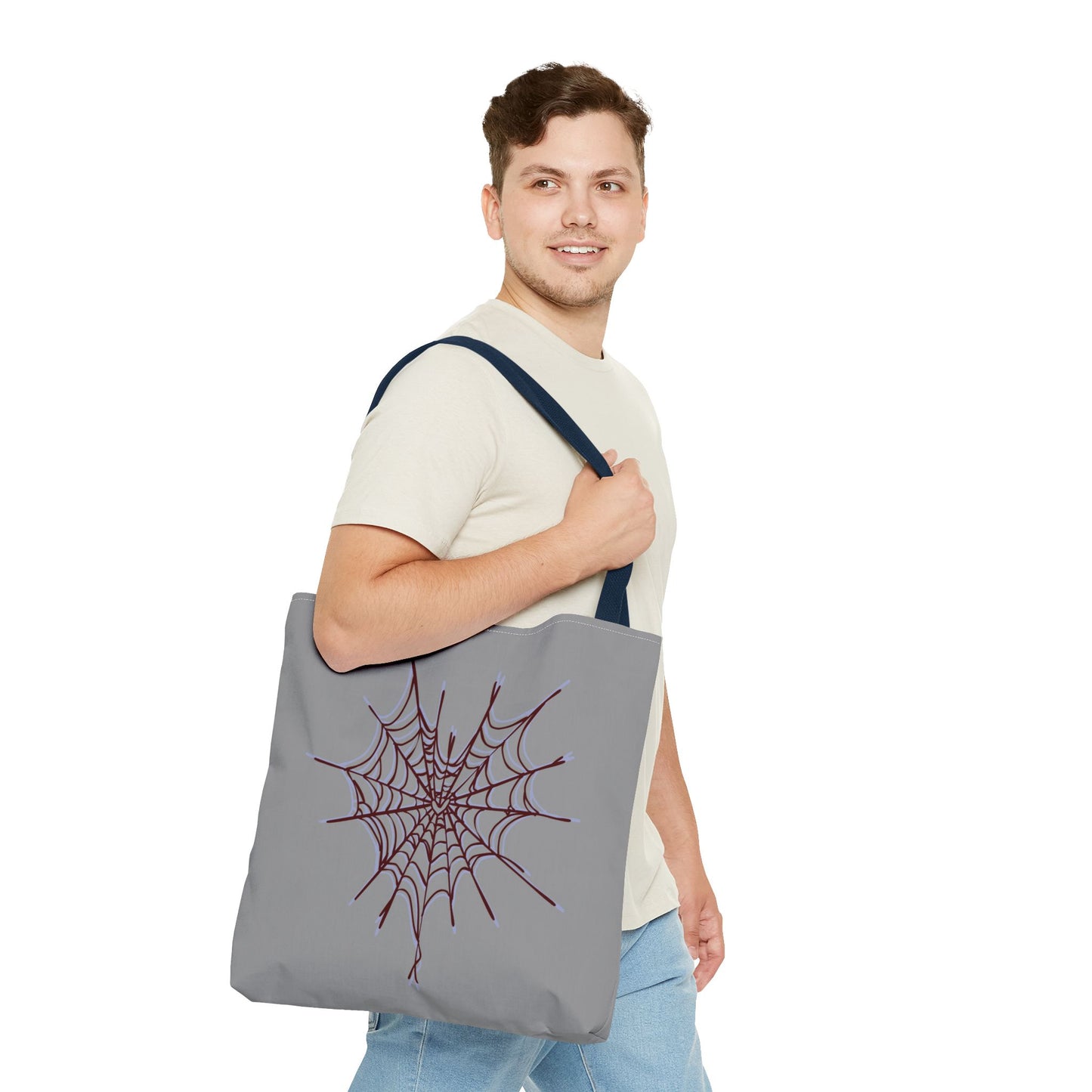 Spooky Spiderweb Tote Bag, Halloween Accessories, Eco-Friendly Tote, Fun Chic Bag, Holiday Gift, Daily Use