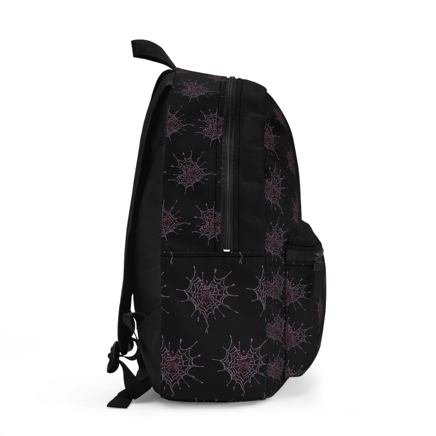 Black and red Heart Web Backpack for Students, Stylish School Bag, Art Tote, Unique Gift for Teens, Boho Travel Accessory