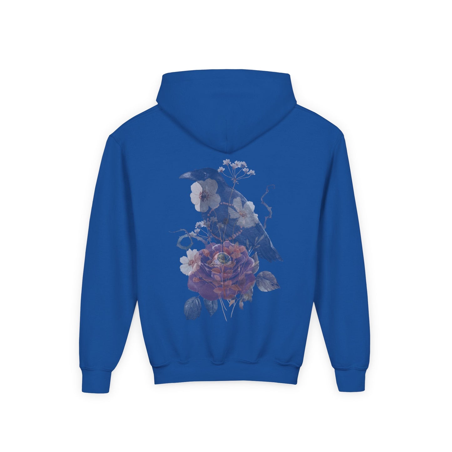 Floral Raven Youth Hoodie | Cozy Sweatshirt for Kids | Gift for Bird Lovers, Fall Fashion, Nature-Inspired Apparel