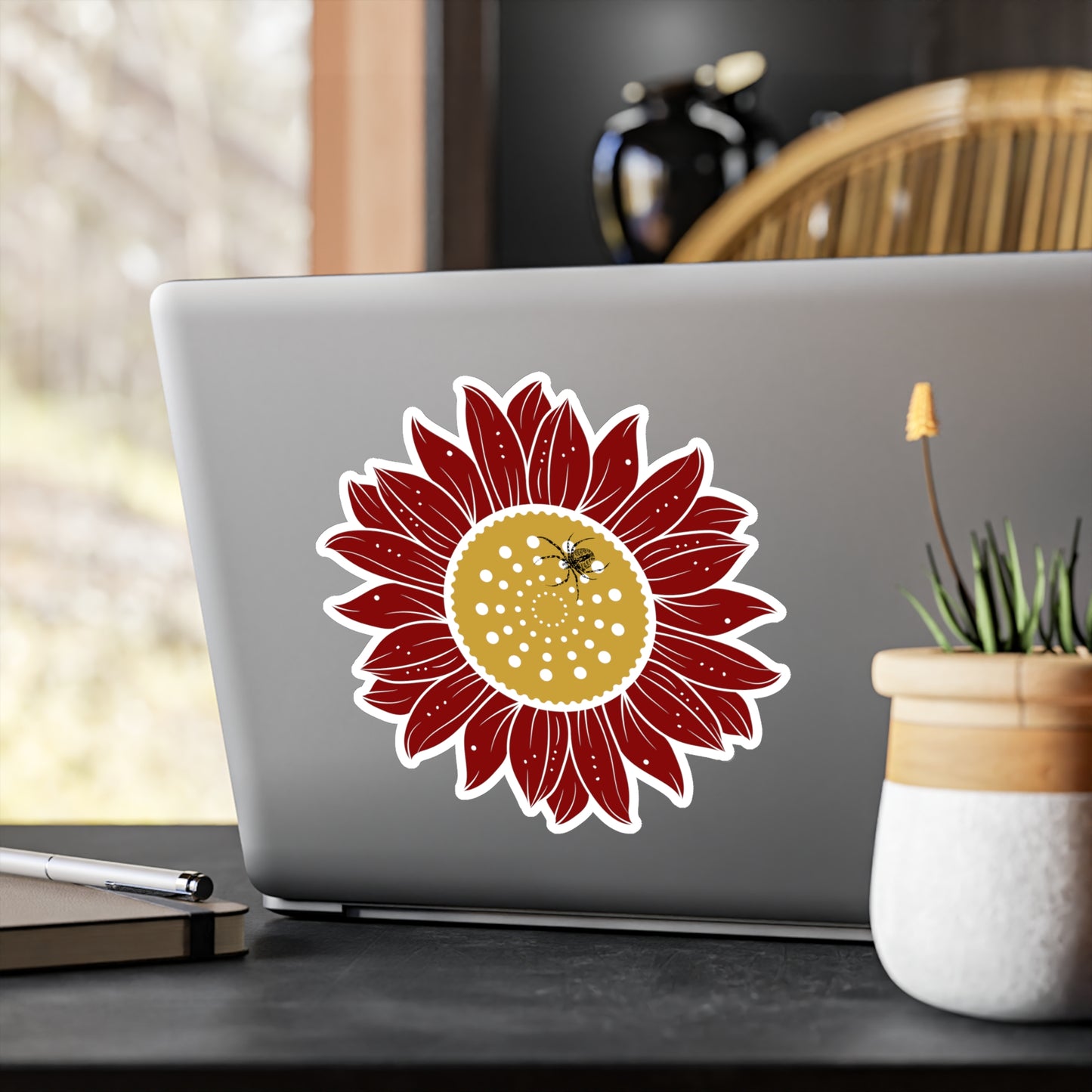 Sunflower Bright Floral Kiss-Cut Vinyl Decals | Boho Decor, Laptop Stickers, Home Office, Gift Ideas, Cute Wall Art