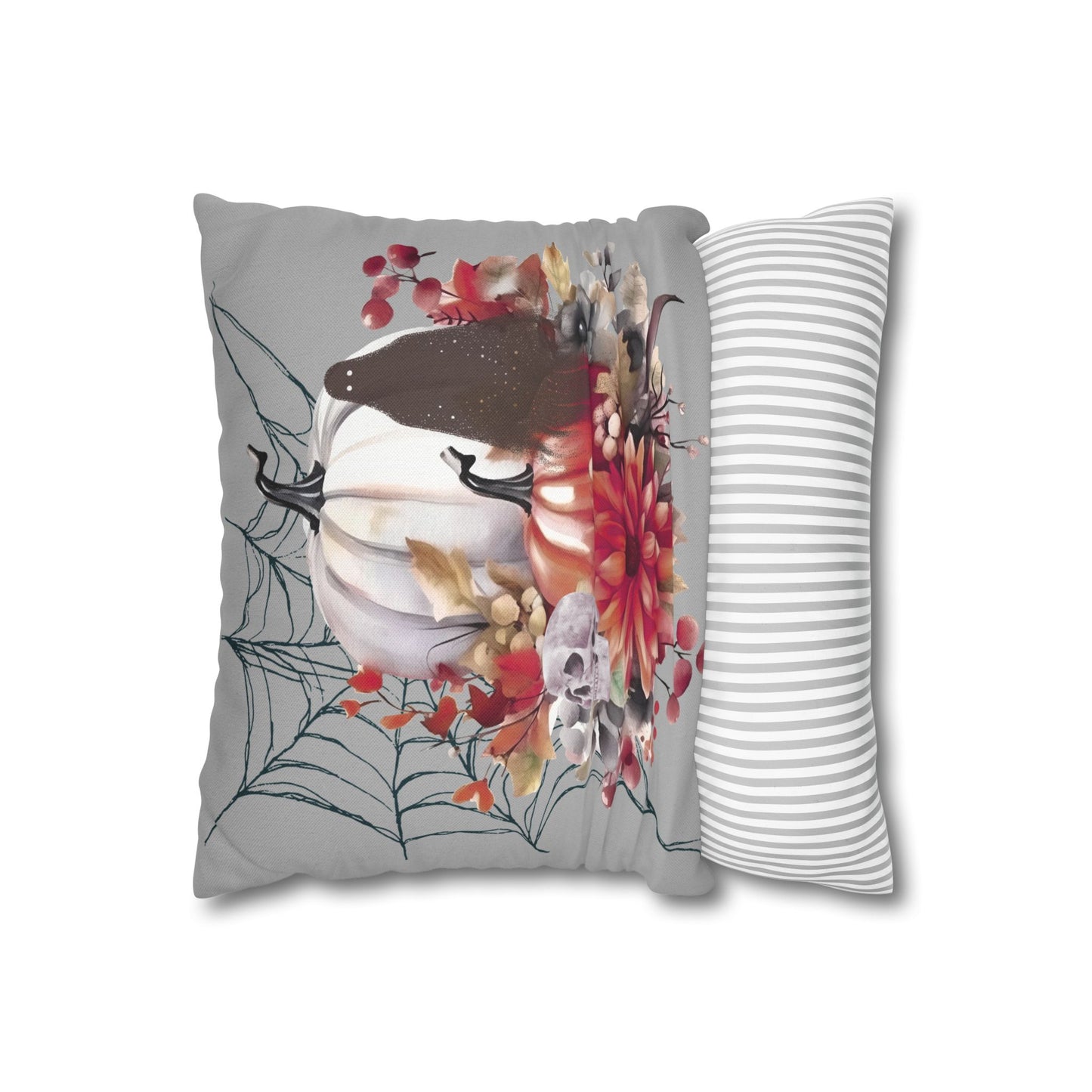 Halloween Floral Pillowcase, Cozy Fall Decor, Autumn Home Accent, Pumpkin Vibes, Ghost Art, Seasonal Gift
