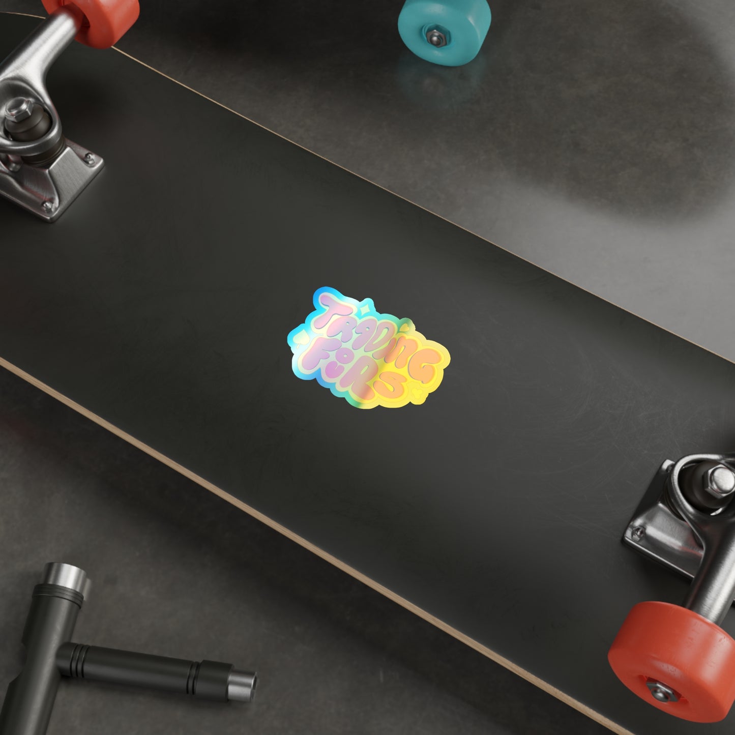 Trading Fours Band Logo 1Holographic Trading Stickers - Fun & Colorful Die-Cut Decals for Laptops, Water Bottles, Skateboards, Parties, Gifts