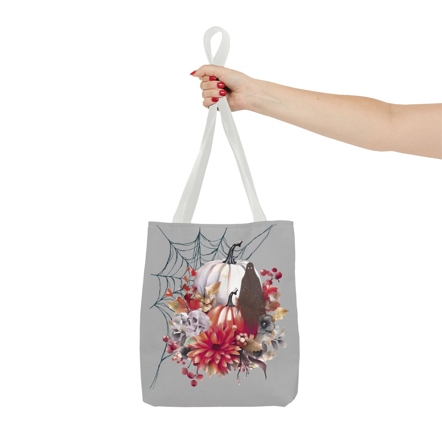 Halloween Floral Tote Bag | Spooky Fall Accessories, Trick or Treat Bag, Book Tote, Autumn Gift, Eco-Friendly Tote