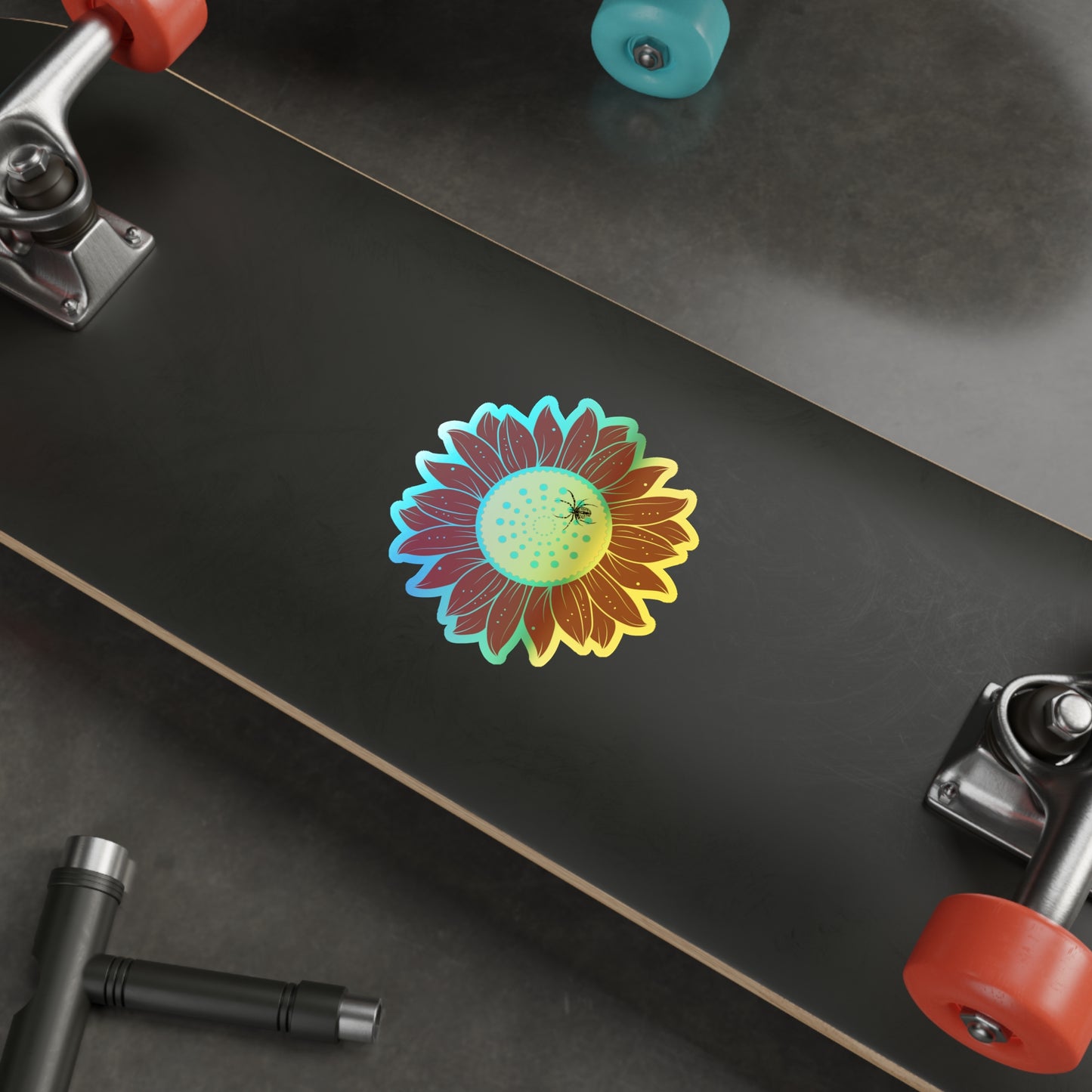Sunflower Vibrant Holographic Floral Die-Cut Stickers, Fun Decor for Laptops, Skateboards, Gifts, Journals, Scrapbooking