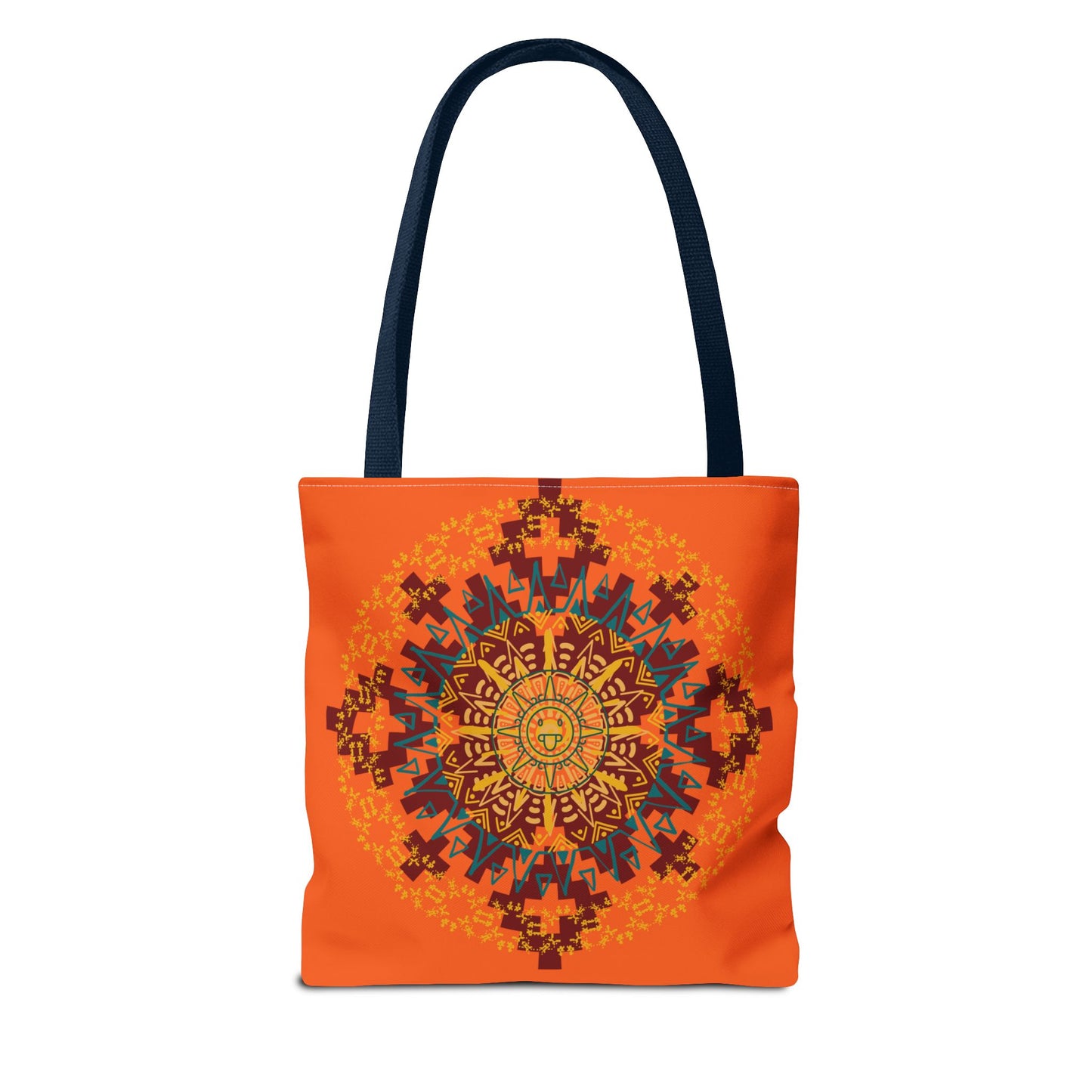 Vibrant Aztec/Mayan Calendar Inspired Mandala Tote Bag | Eco-Friendly Shopping Bag, Beach Bag, Gift for Her, Boho Style, Art Print Bag
