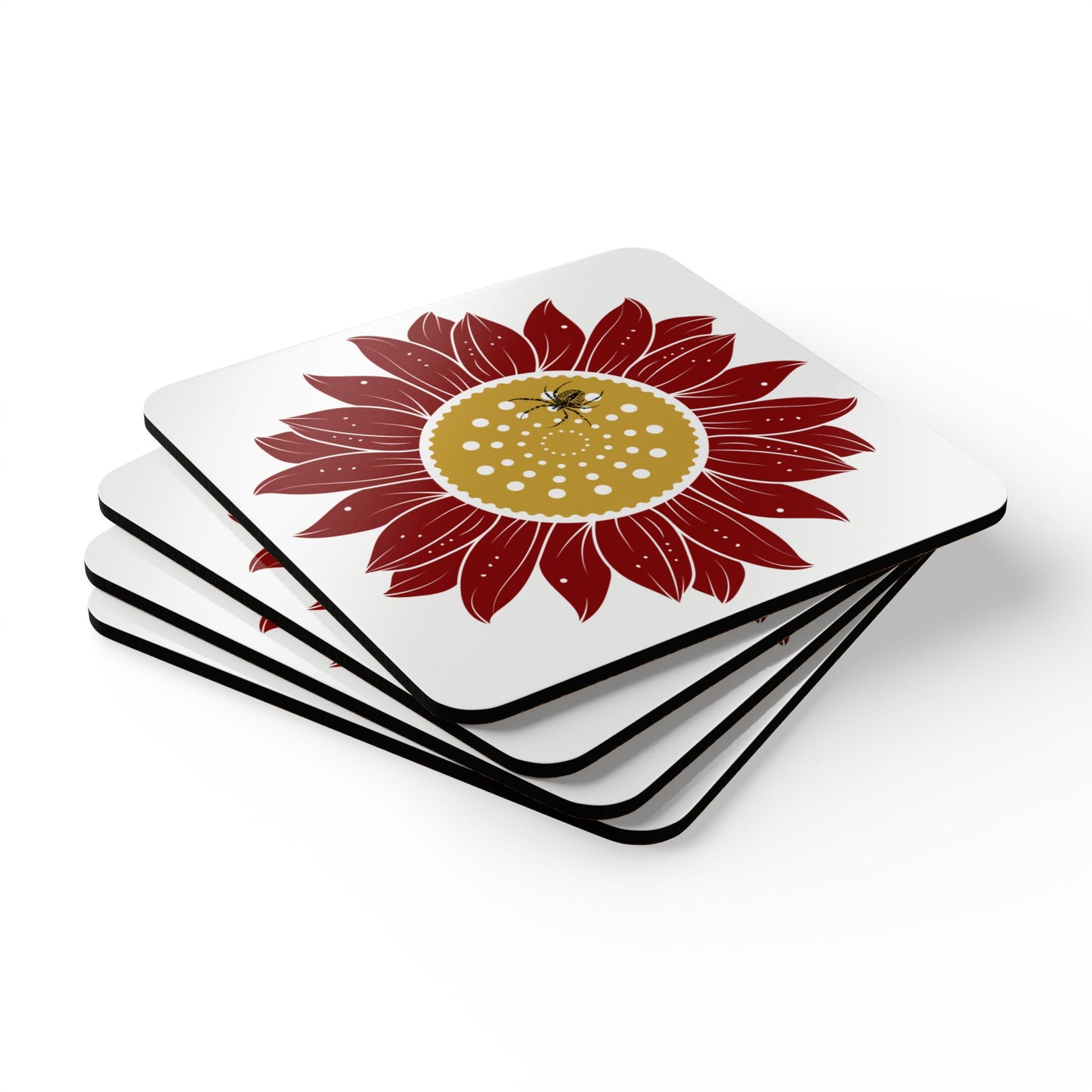 Sunflower Corkwood Coaster Set, Eco-Friendly Drink Coasters, Rustic Home Decor, Gift for Nature Lovers, Kitchen Accessories