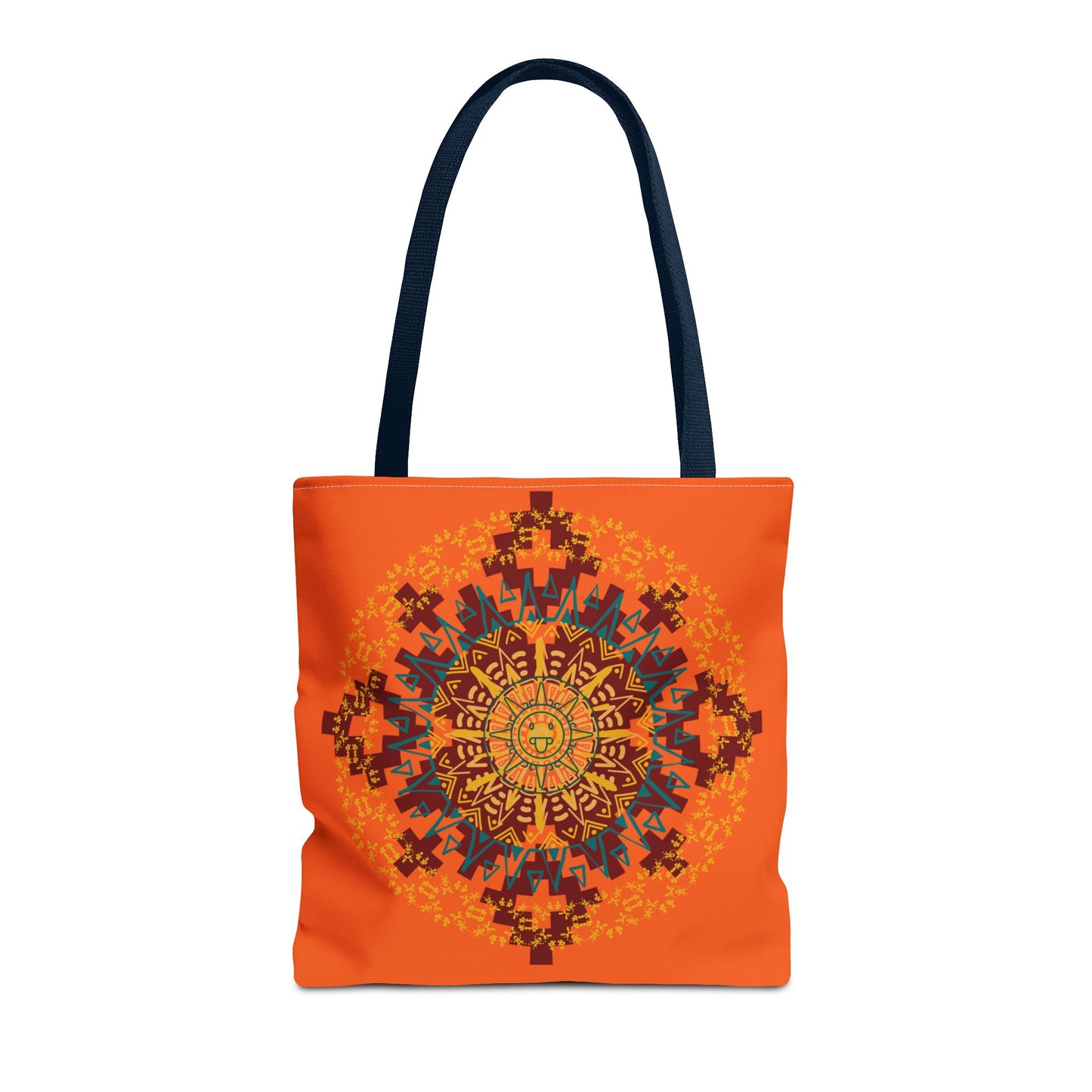 Vibrant Aztec/Mayan Calendar Inspired Mandala Tote Bag | Eco-Friendly Shopping Bag, Beach Bag, Gift for Her, Boho Style, Art Print Bag