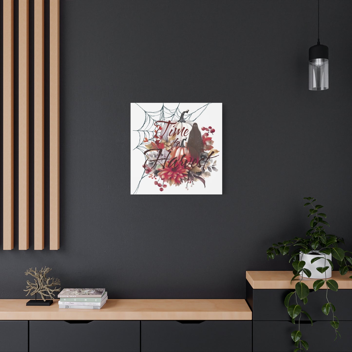 Autumn Wall Art, Halloween Canvas, Seasonal Decor, Fall Home Decor, Time for Harvest Print, Cozy Living Room Accent