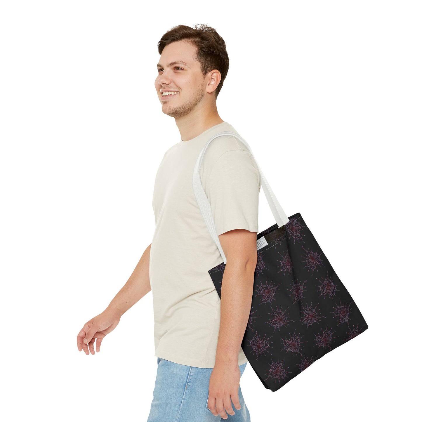 Chic Black and red Heart Web Tote Bag, Stylish Grocery Bag, Eco-Friendly Shopping Tote, Gift Bag for Her, Casual Beach Bag