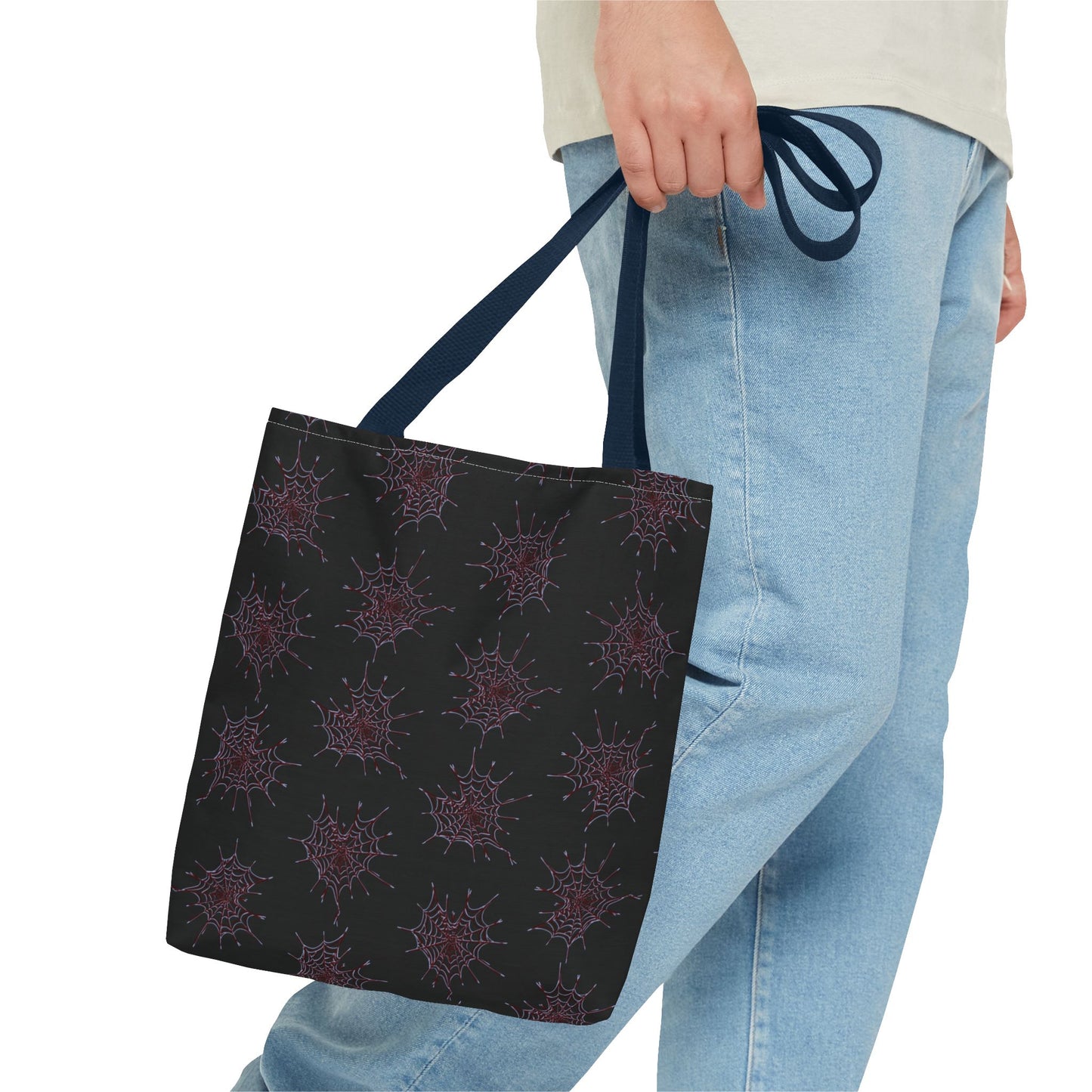 Chic Black and red Heart Web Tote Bag, Stylish Grocery Bag, Eco-Friendly Shopping Tote, Gift Bag for Her, Casual Beach Bag