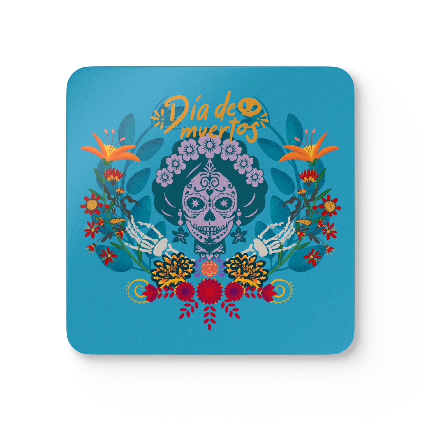 Dia de los Muertos - blue Corkwood Coaster Set