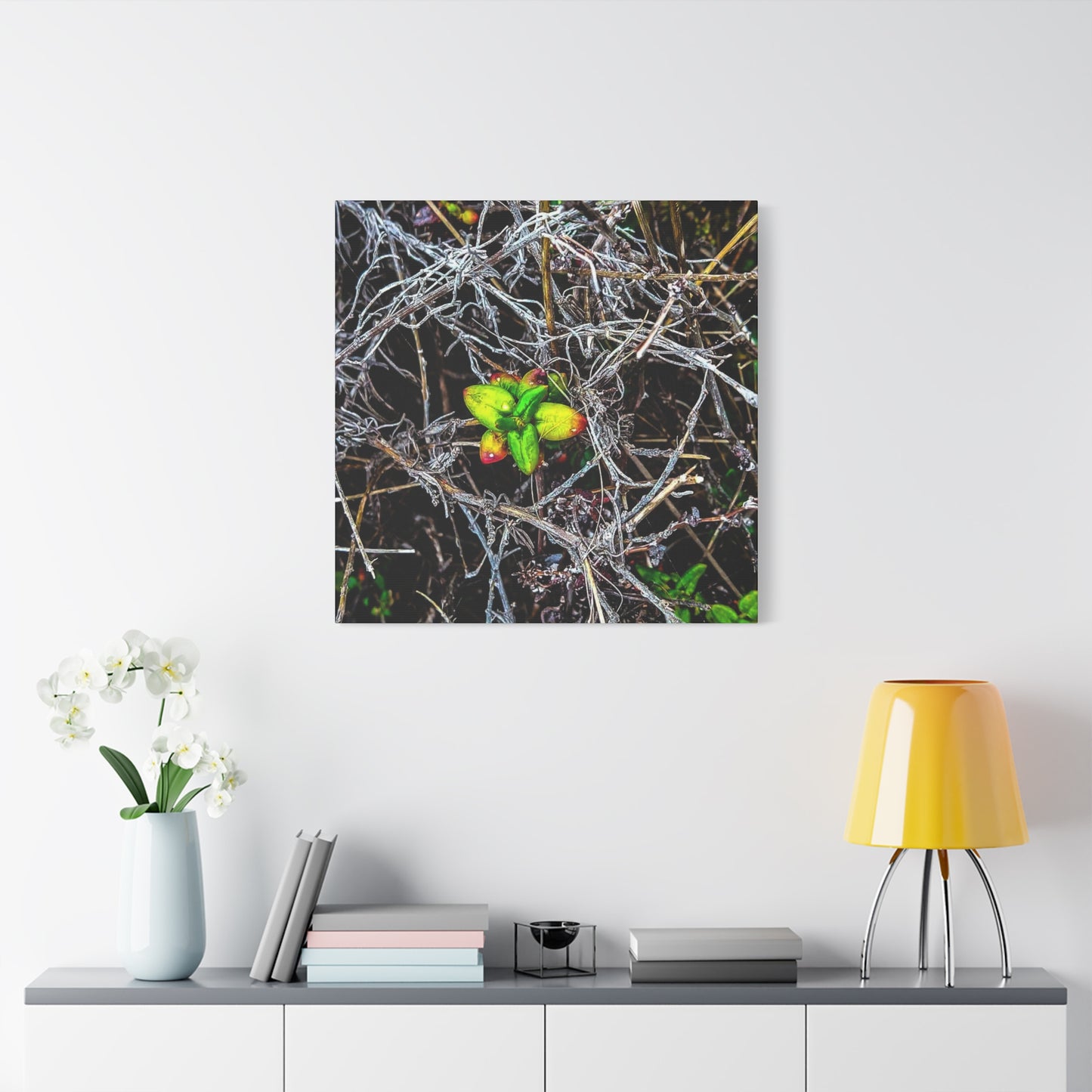 Vibrant Nature Art Canvas, Green Buds Home Decor, Botanical Wall Art, Gift for Plant Lovers, Modern Interior Decor