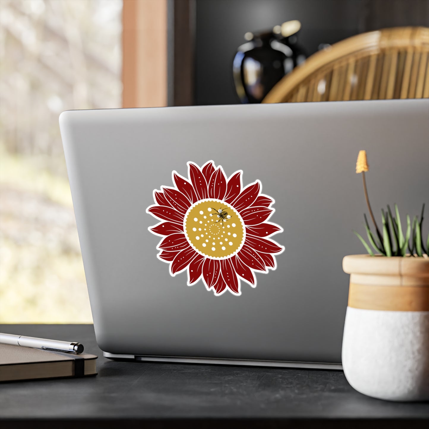 Sunflower Bright Floral Kiss-Cut Vinyl Decals | Boho Decor, Laptop Stickers, Home Office, Gift Ideas, Cute Wall Art